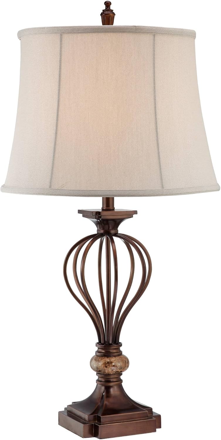 Kathy Ireland Villa Roma Open Cage Marble Accent Table Lamp