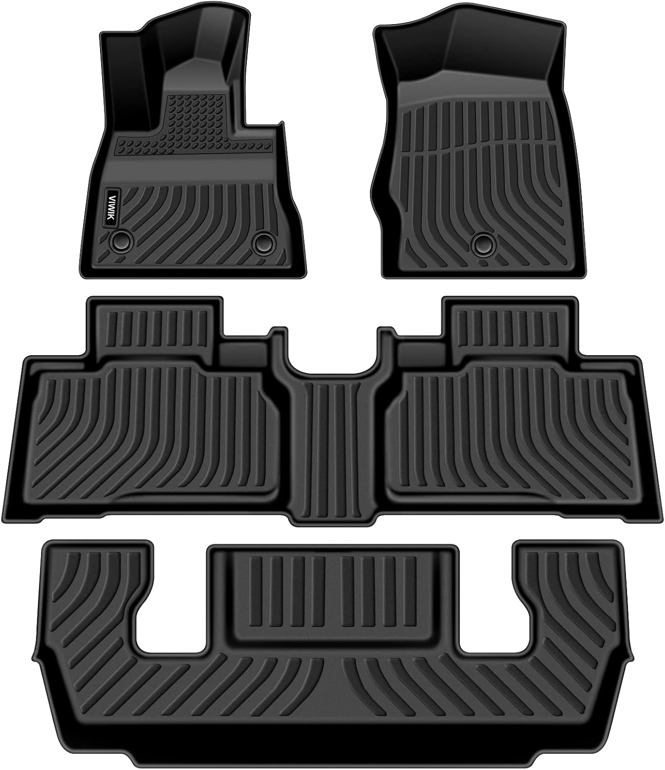 VIWIK Floor Mats Compatible for 2020 2021 2022 2023 Explorer 6 Passenger Models, All Weather Protection Custom Floor Liners Full Set Include 1st/2nd/3rd Row Front & Rear, Car Mats TPE Black