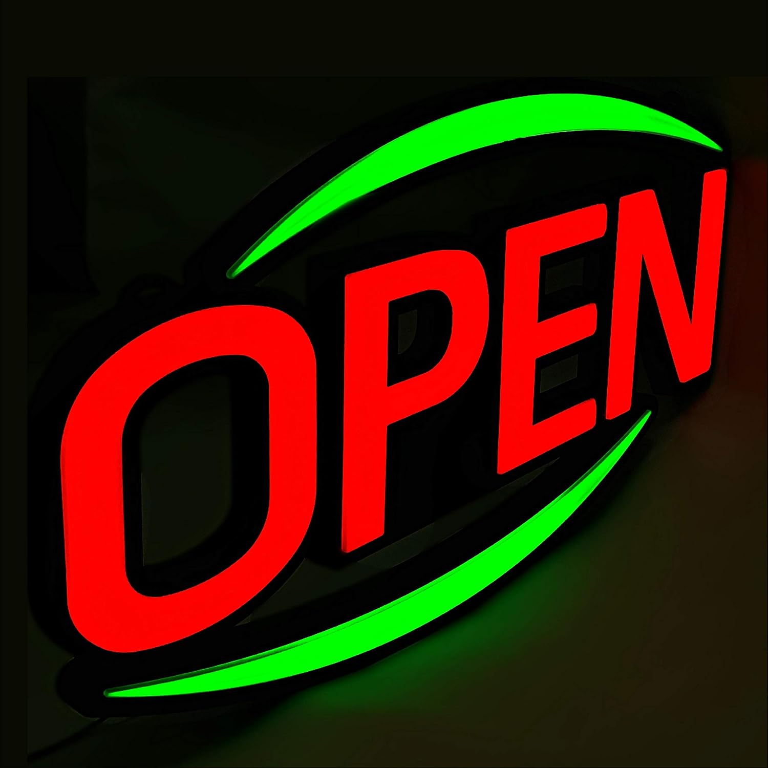 MaxLit 32'' X 17'' New Jumbo ULTRA BRIGHT LED OPEN - Remote Control - Flashing & Scrolling Modes (Red/Blue) Pack of 2