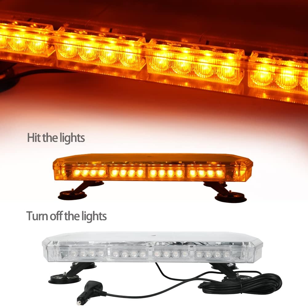 23'' 56 LEDs Emergency Warning Strobe Light Bar, 12-24V Car Roof Light, 16 Flash Modes Recovery Flashing Beacon Light bar with 5m Cable and Double Switch for Snow Plow, Cars, Vans
