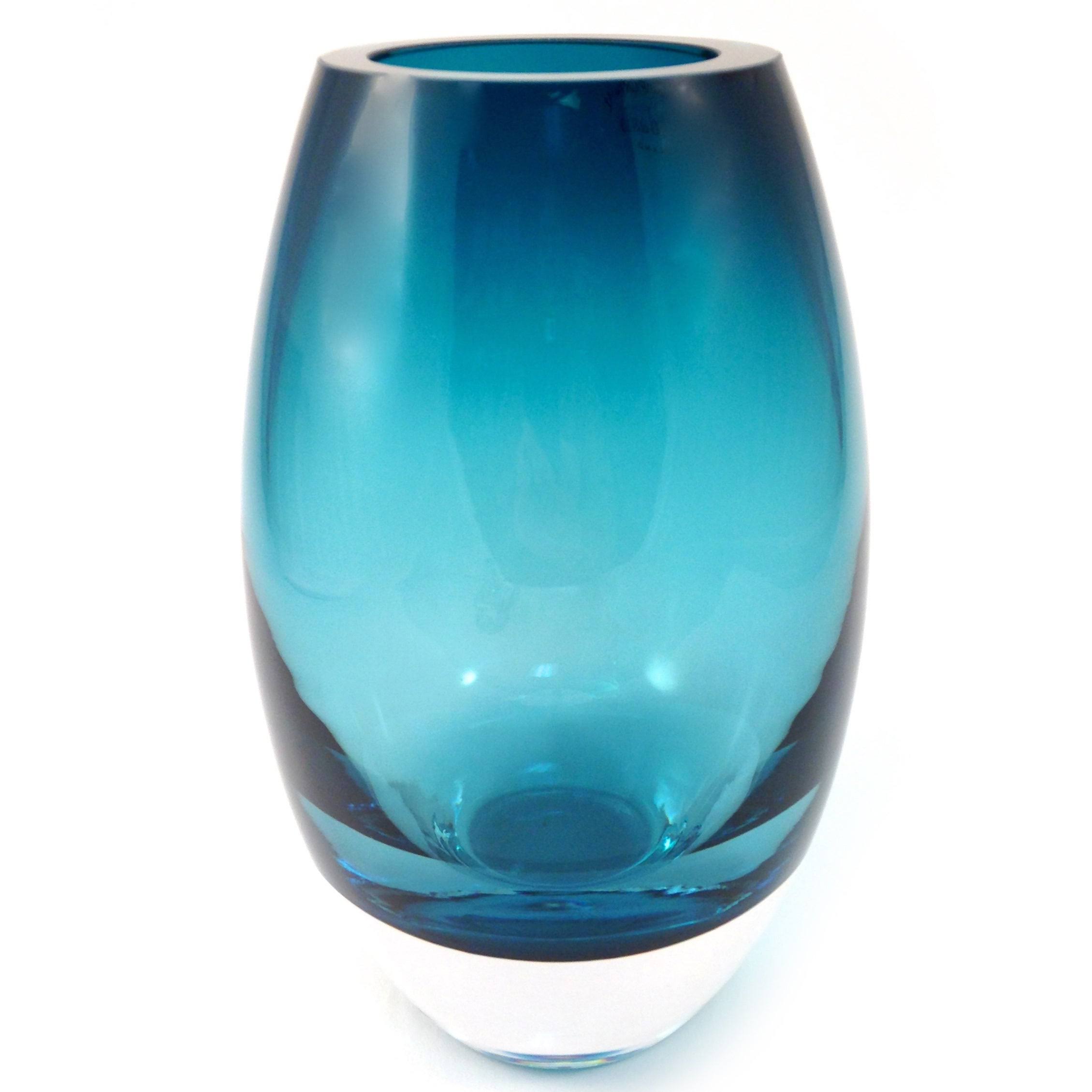 Badash K2094 9 in. Crystal Radiant Vase Peacock Blue