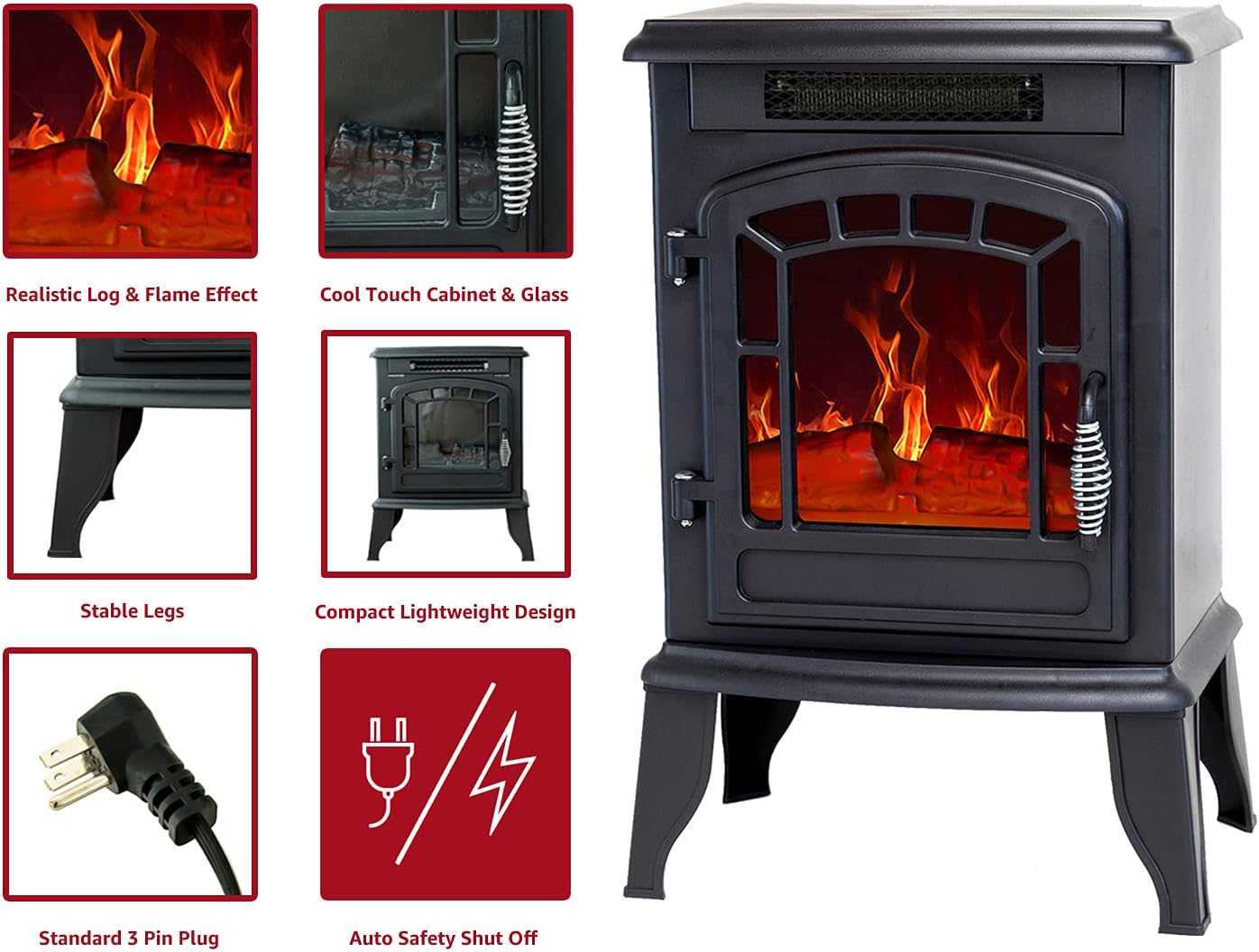 FLAME&SHADE Electric Fireplace Stove, 23 inch Portable Freestanding Space Heater for Indoor use