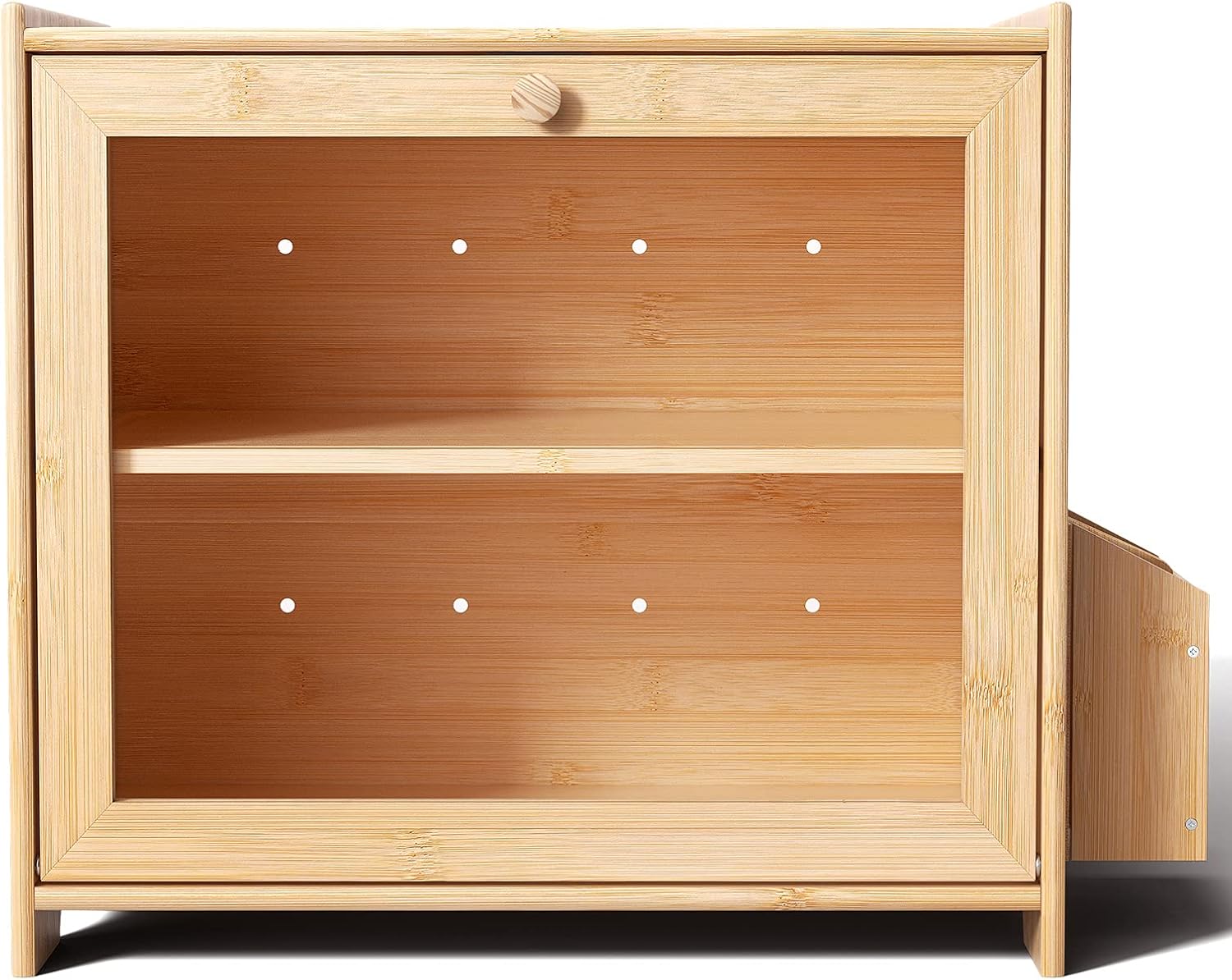 Ollieroo Extra Large Bamboo Bread Box for Kitchen Countertop, 2 Layer Bread Storage Container W/Cutting Board Bread Holder Pack of 2