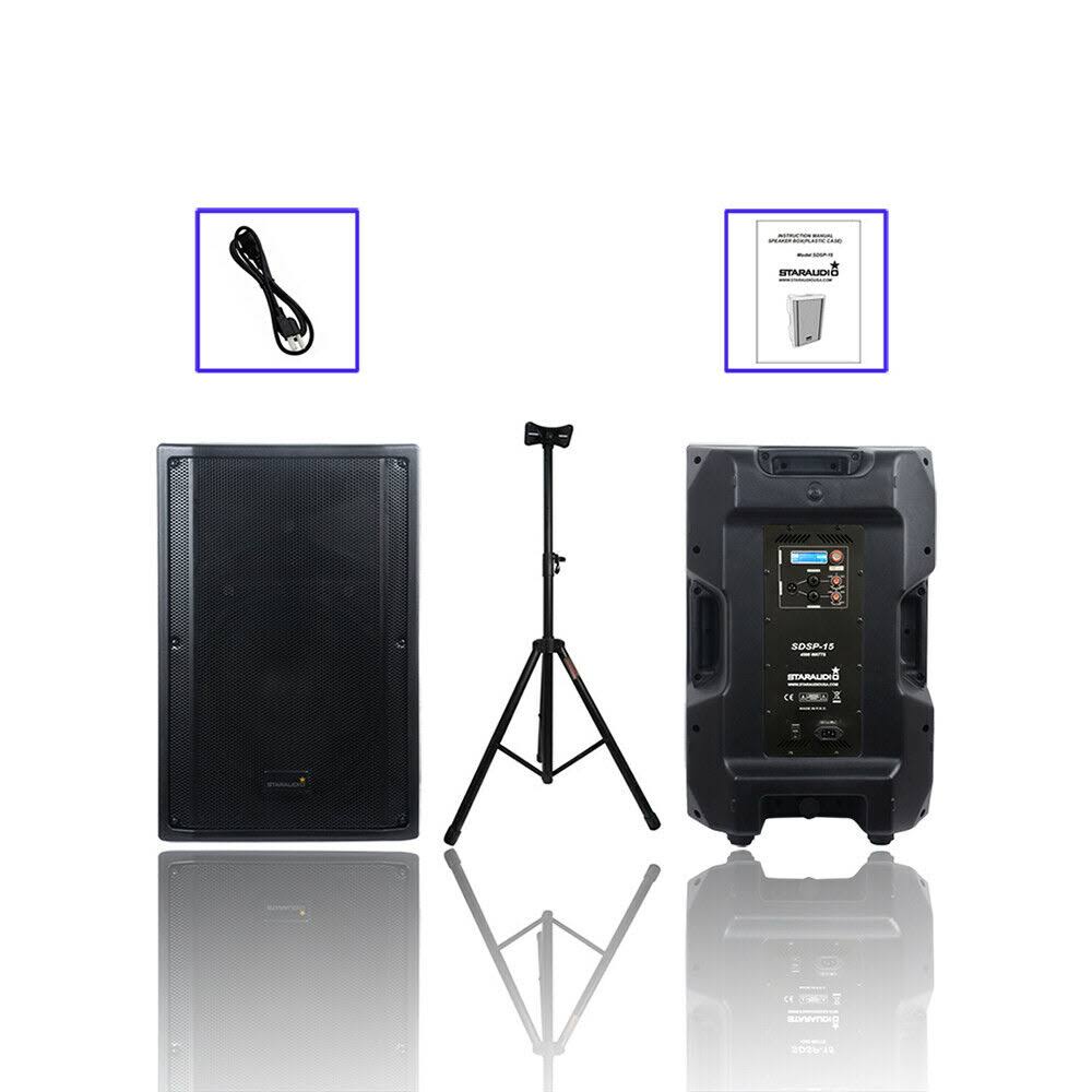 STARAUDIO 15 inch 4500W Powered DJ KTV Active PA DSP Speaker Audio Speaker Stand