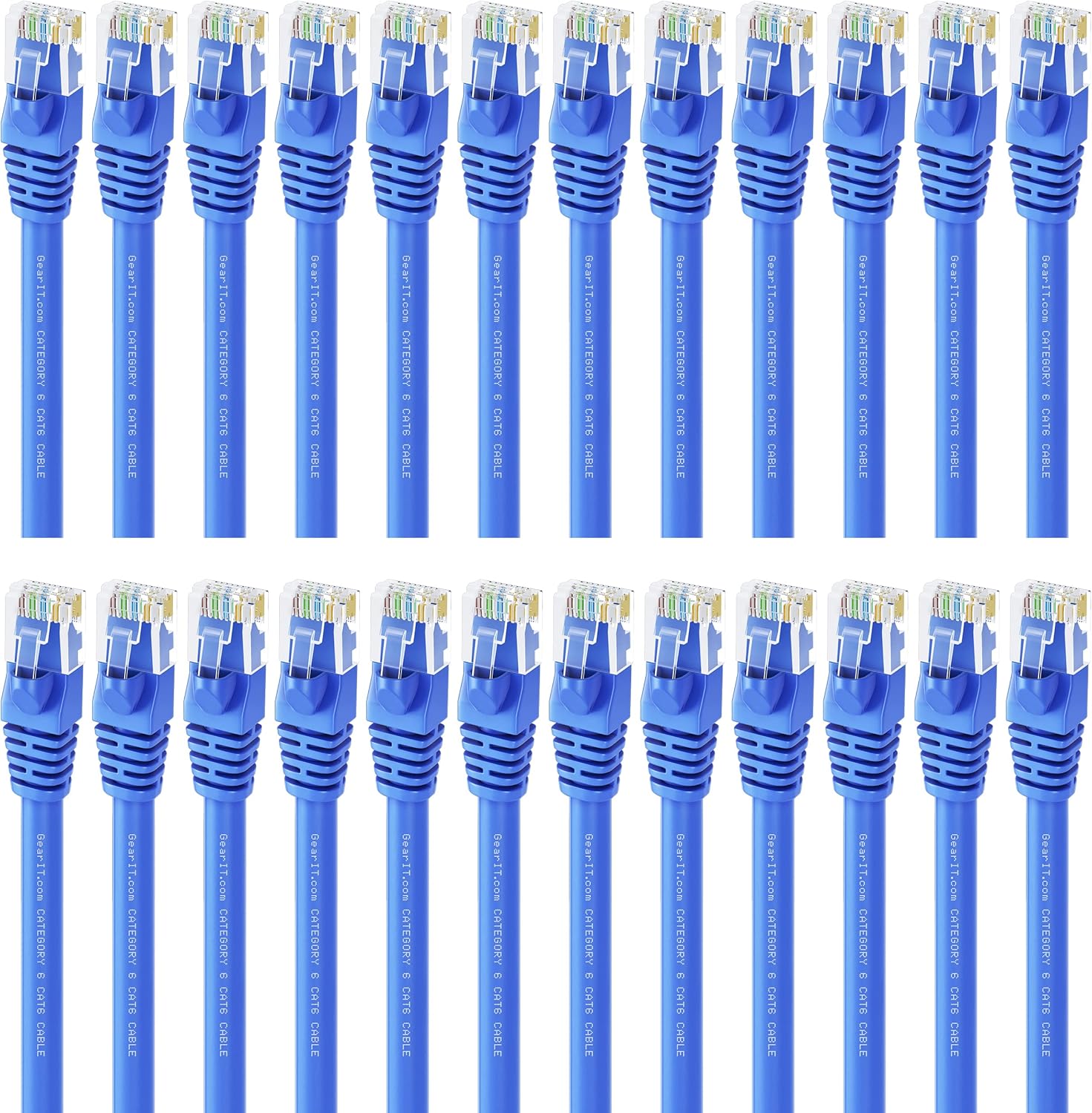 GearIT Cat 6 Ethernet Cable 3 ft (24-Pack) - Cat6 Patch Cable, Cat 6 Patch Cable, Cat6 Cable, Cat 6 Cable, Cat6 Ethernet Cable, Network Cable, Internet Cable - Blue 3 Feet Pack of 2
