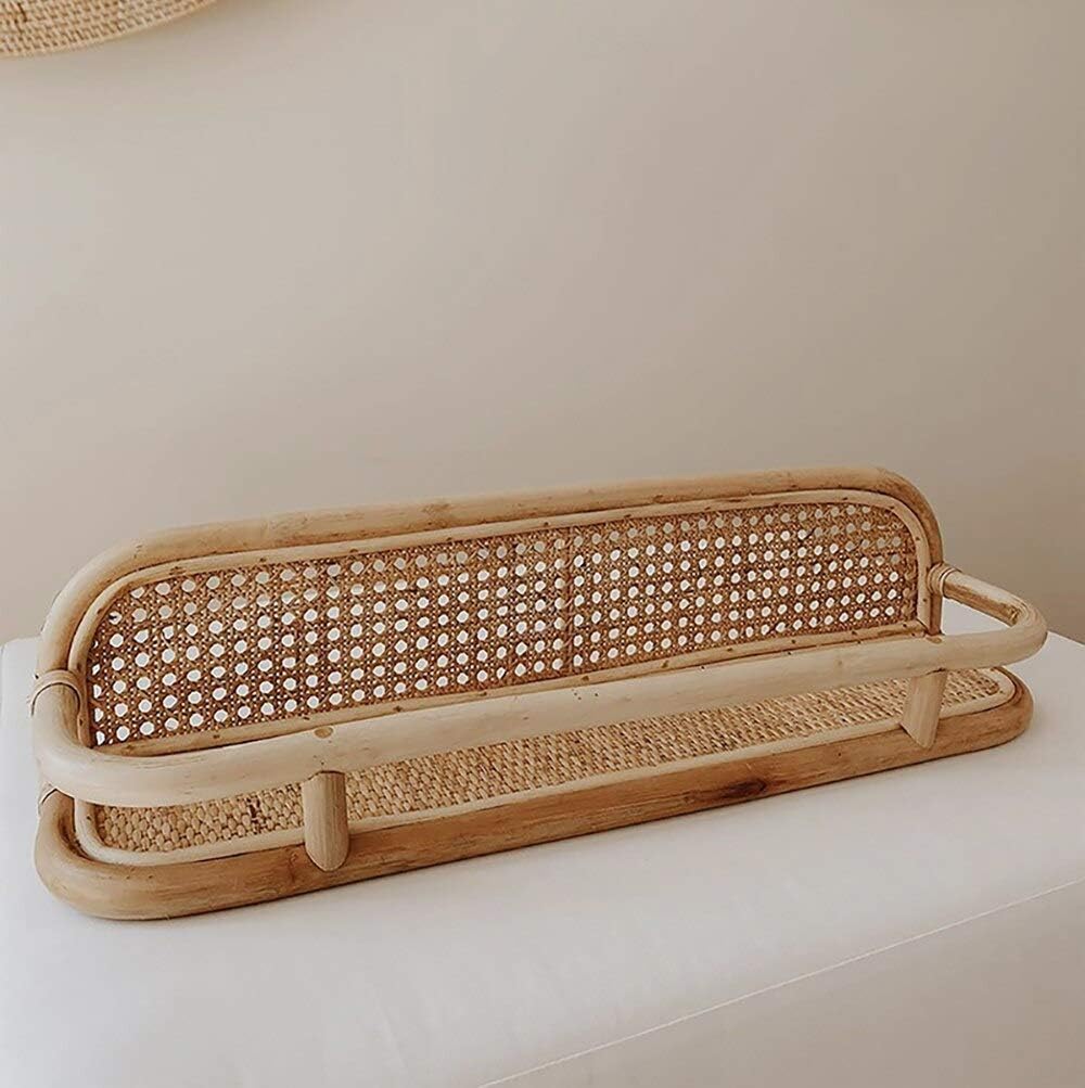 Rattan Wall Shelf Floating Shelvs Wall Mounted Wall Decor Accent Wall Shelf Pack of 2