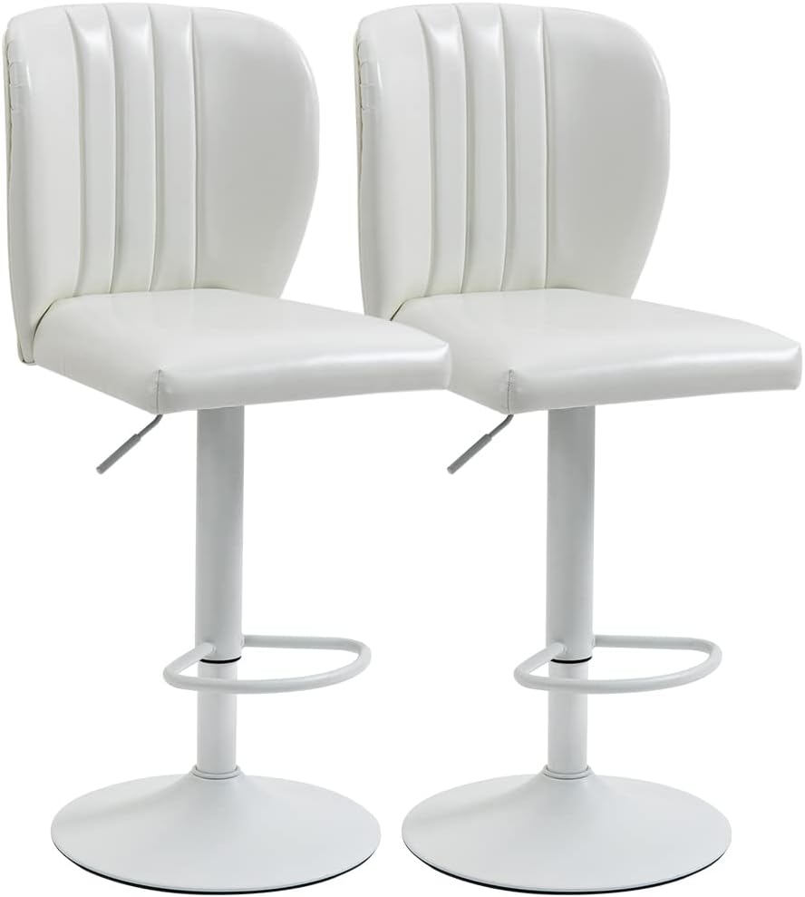 SEATZONE Bar Stools Set of 2 Black Bar Chairs Swivel Counter Height Stools Adjustable Bar Stool with Back Bar Chair Modern Island Chairs for Kitchen 360 Degree, Brown