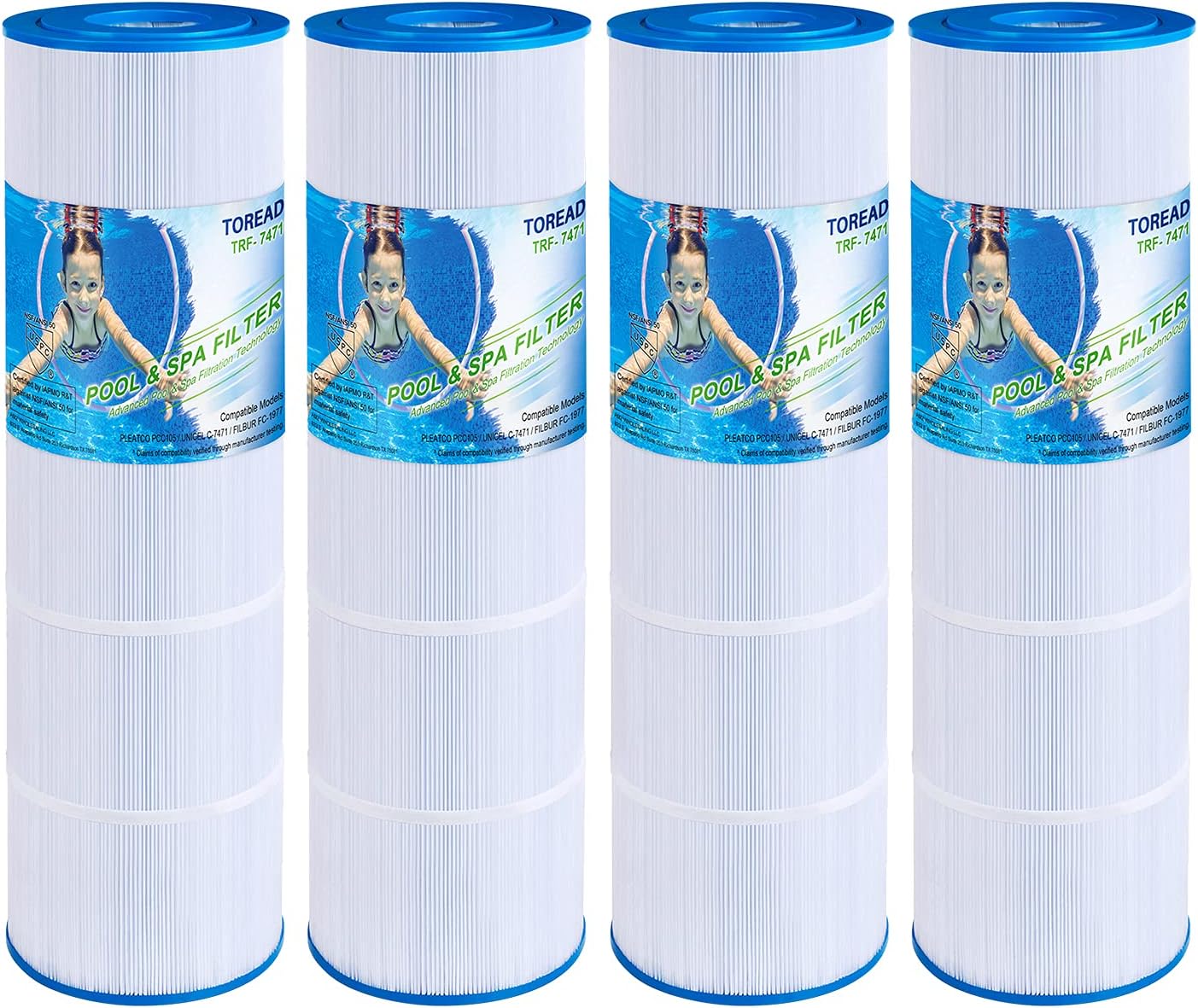 TOREAD Pool Filter Replaces Pentair Clean and Clear Plus 420, PCC105-PAK4, Unicel C-7471, R173576, Filbur FC-1977, 817-0106, 178584, 570-0425, 105 sq. ft. Filter Cartridge, Pack of 4