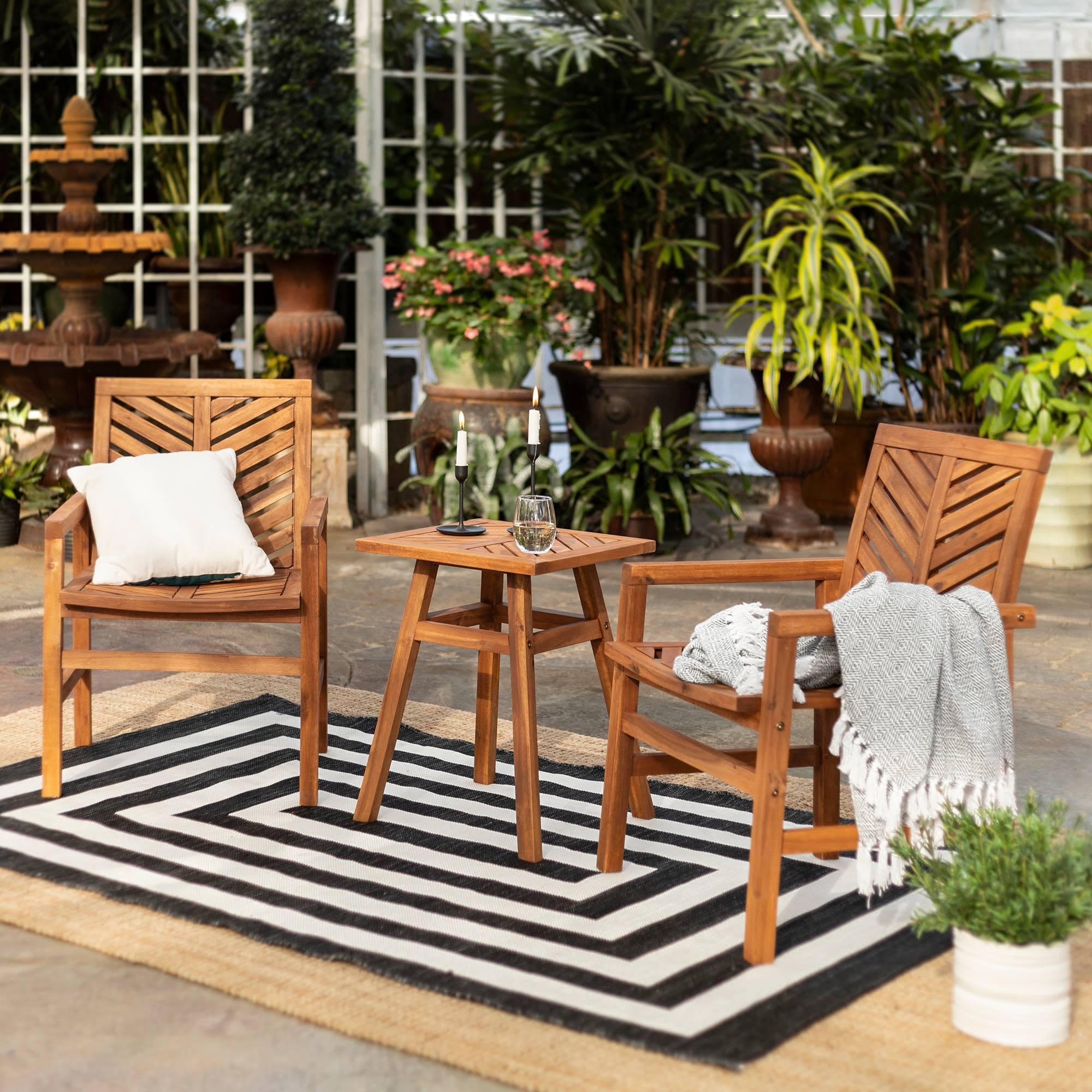 3PC Coro Chevron Outdoor Patio Set - Brown - Saracina Home