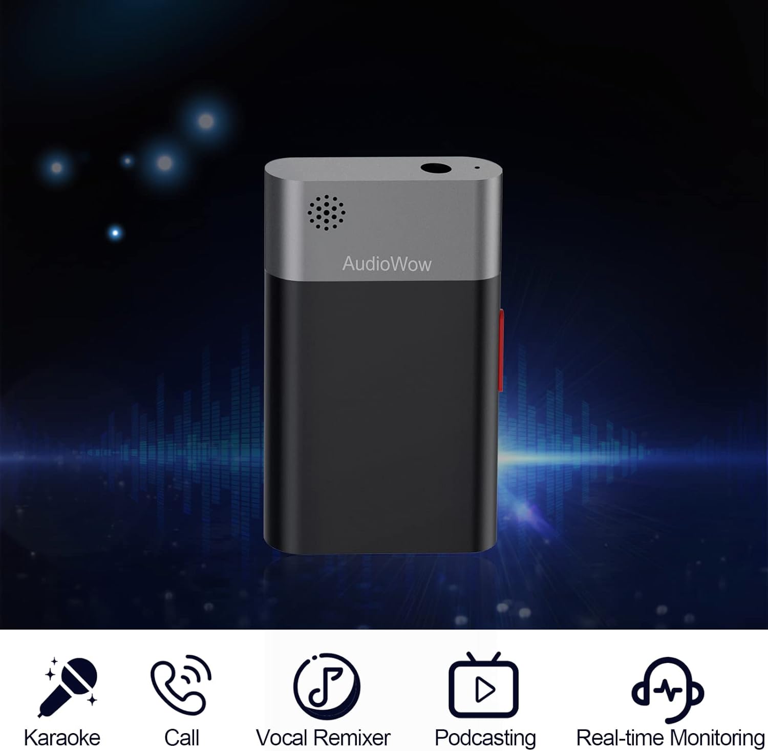 SabineTek AudioWo -Bluetooth Microphone Wireless Lapel Mic, Compact Wireless Clip -on Microphone,Bluetooth Lavalier Microphone for Smart Phone, Recording Video Vlogger, Sound Mixer,Remix Mic