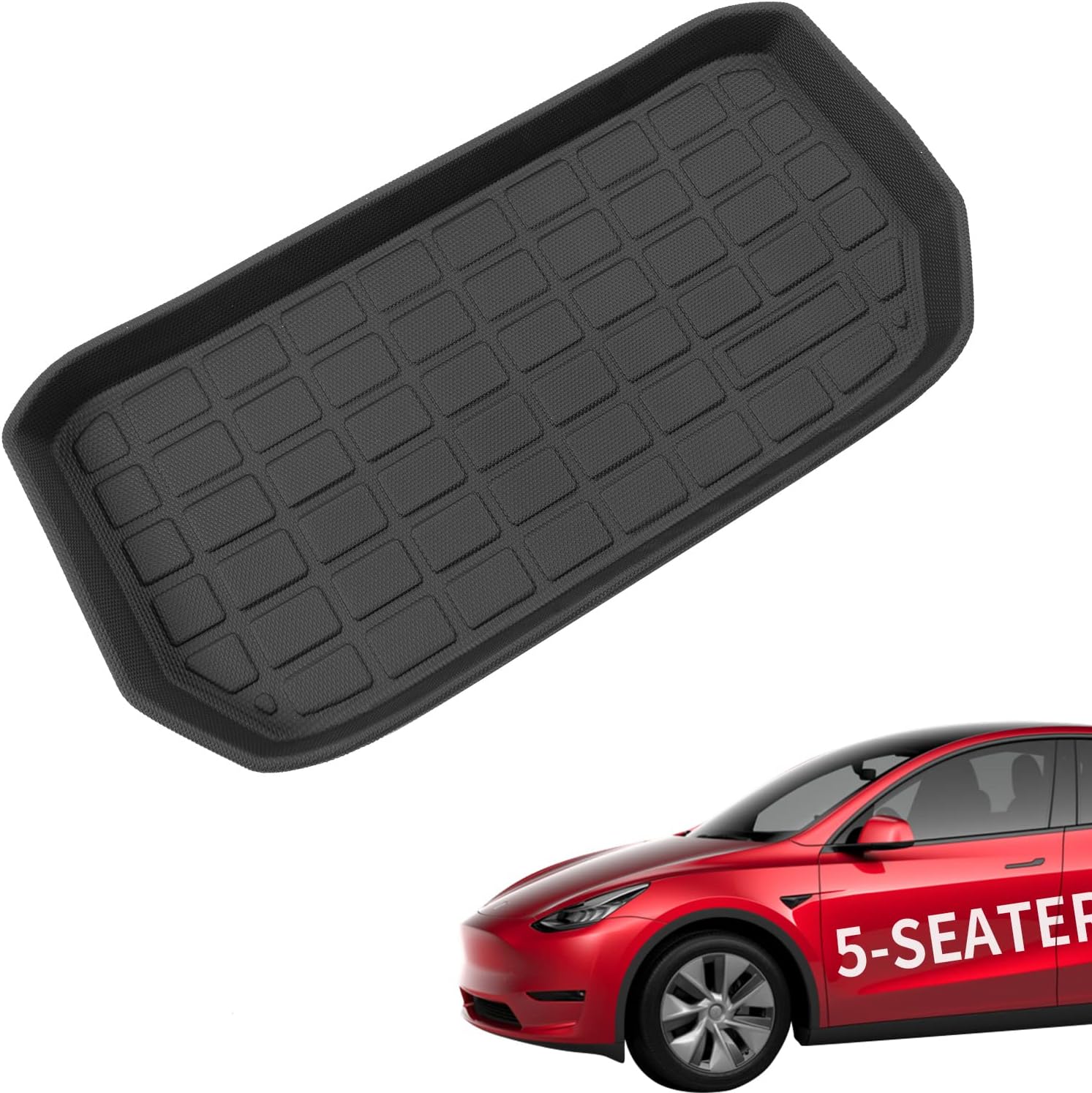 Kingna Fit Tesla Model Y 2020 2021 2022 Trunk Mats TPE Cargo Liners All Weather Car Rear Trunk Mat Rear Seat Back Mats for Tesla Model Y Accessories (5-Seater, Set of 4 Mats)