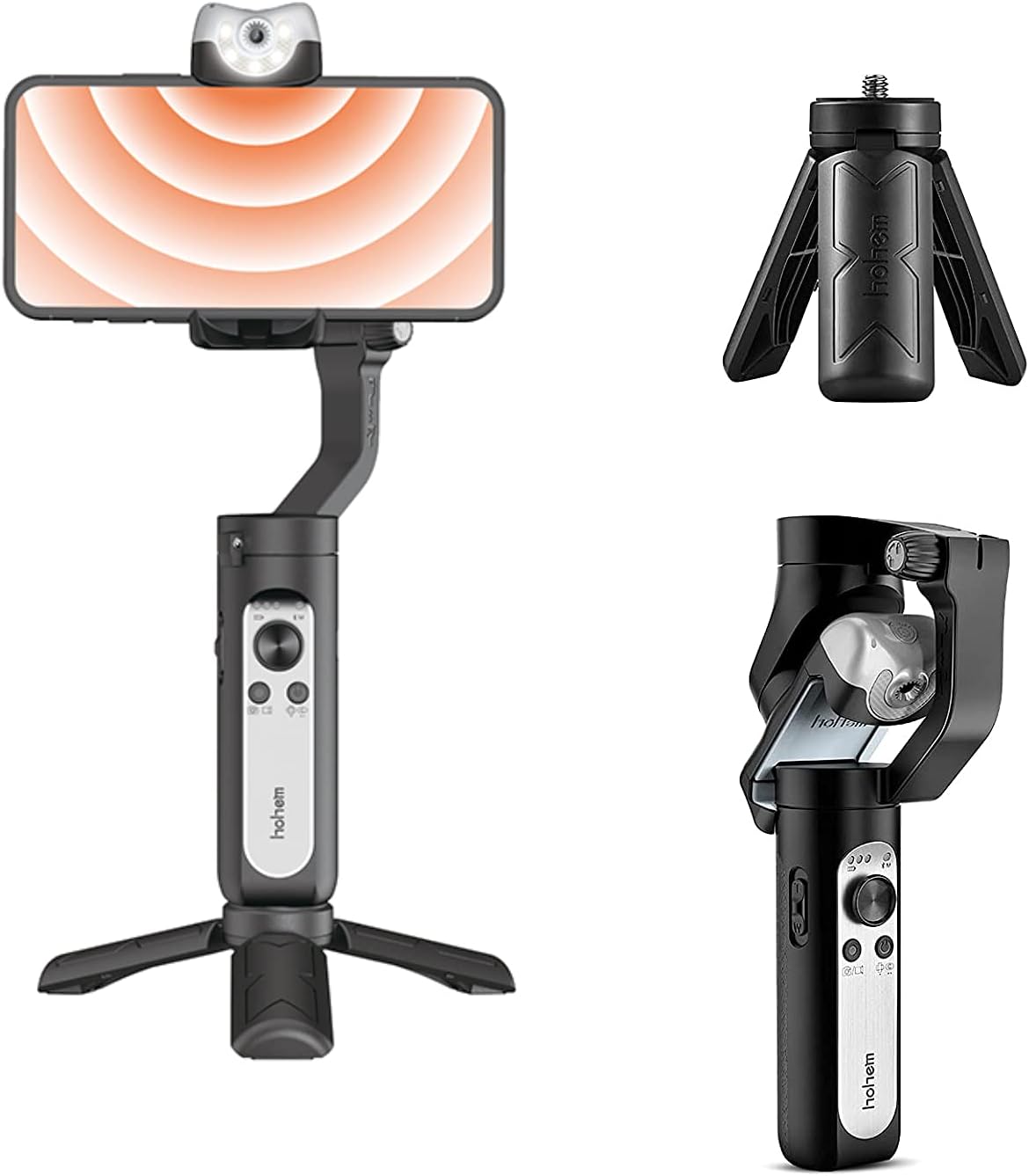 hohem iSteady V2 Gimbal Stabilizer for Smartphone,3-Axis Handheld Professional Video Stabilizers with Grip AI Tracking Type-C Reverse Charging Adjustable LED Video Light for Vlog Live YouTube TikTok