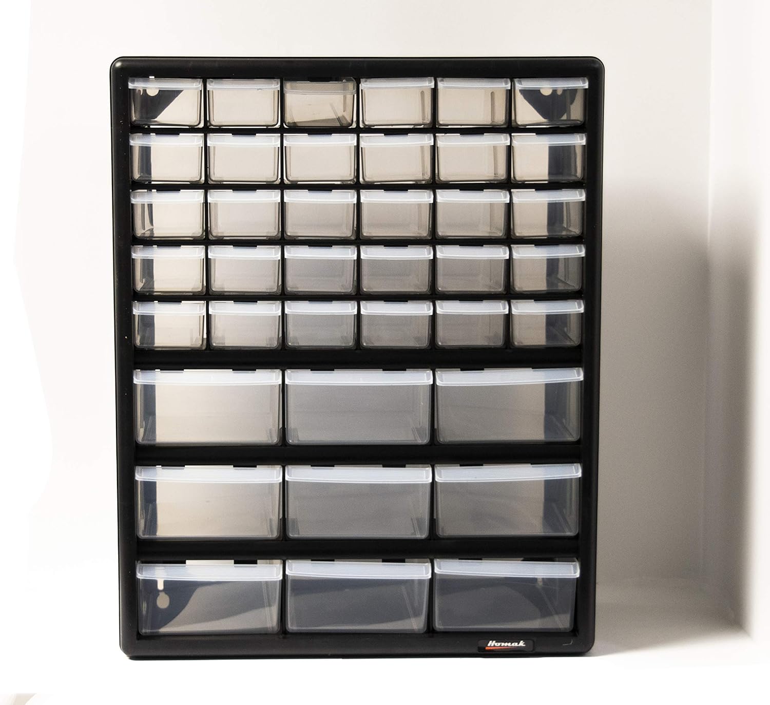 Homak Parts Organizer, Black, 39 Drawers Pack of 2