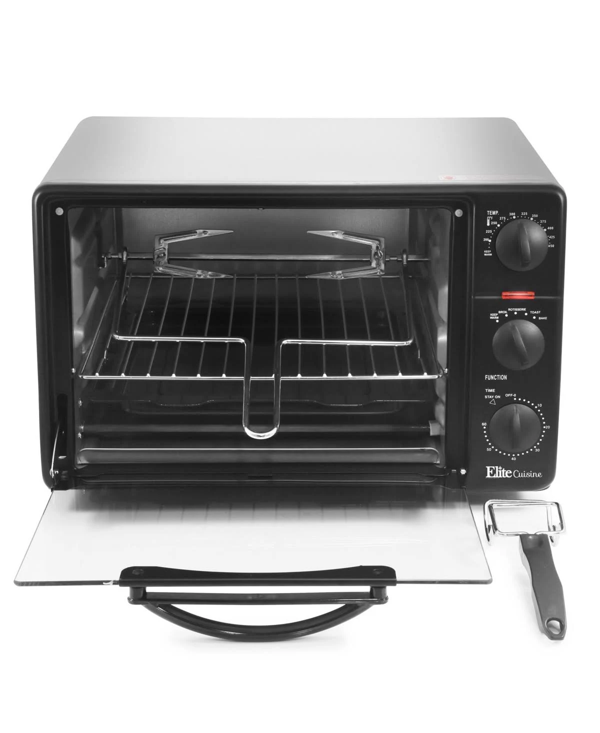 Elite Cuisine 0.8Cu. ft. Toaster Oven Broiler with Rotisserie (Black)
