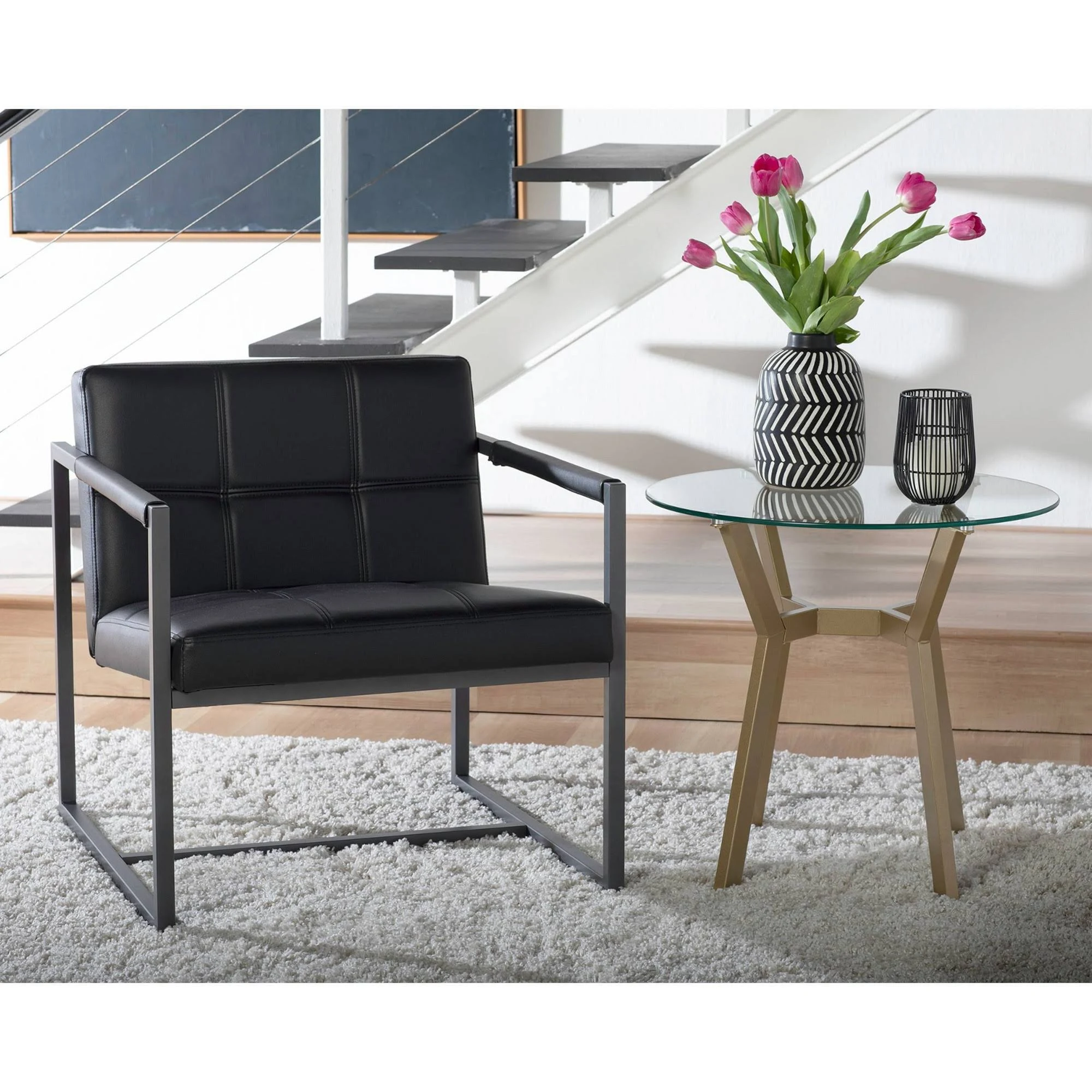 Studio Designs Home Camber Mid-Century Modern Accent Chair, Black