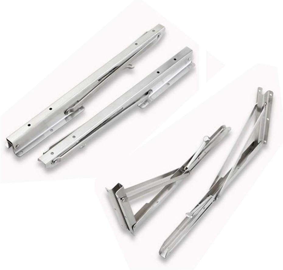 Folding Shelf Brackets 20”, Heavy Duty Stainless Steel Collapsible Shelf Bracket for Table Work Bench, Space Saving DIY Bracket,Max Load 500 lb. Pack of 8 (20 in) Pack of 2