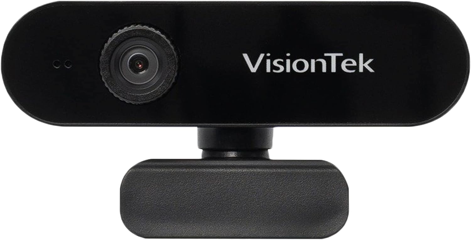 VisionTek VTWC40 Premium Autofocus Full HD 1080P 60FPS Webcam, Chromebook, Computer Video Camera, Digital Dual Microphones, Privacy Cover, 96-Degree Viewing Angle, Work, Study, & Stream (901442)