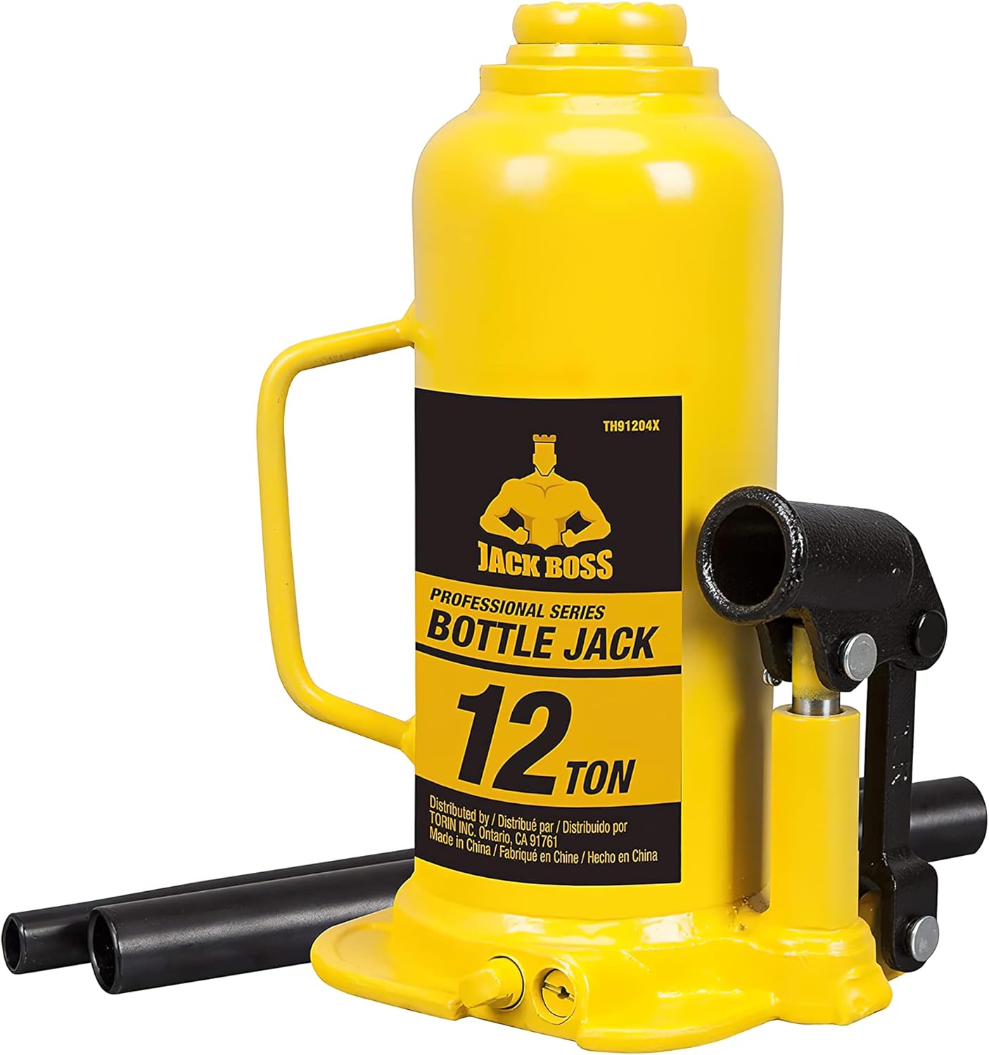 JackBoss 12 Ton (24,000 LBs) Capacity Hydraulic Welded Bottle Jack, TH91204X Pack of 2