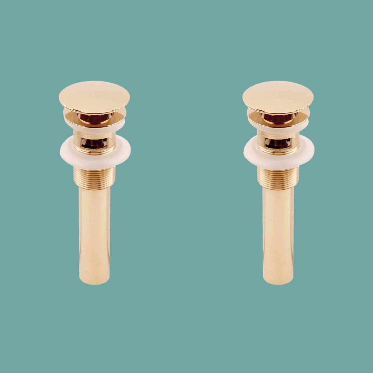 Renovators Supply 2 Pop-Up Sink Drain with Overflow Brass Gold PVD Pack of 2