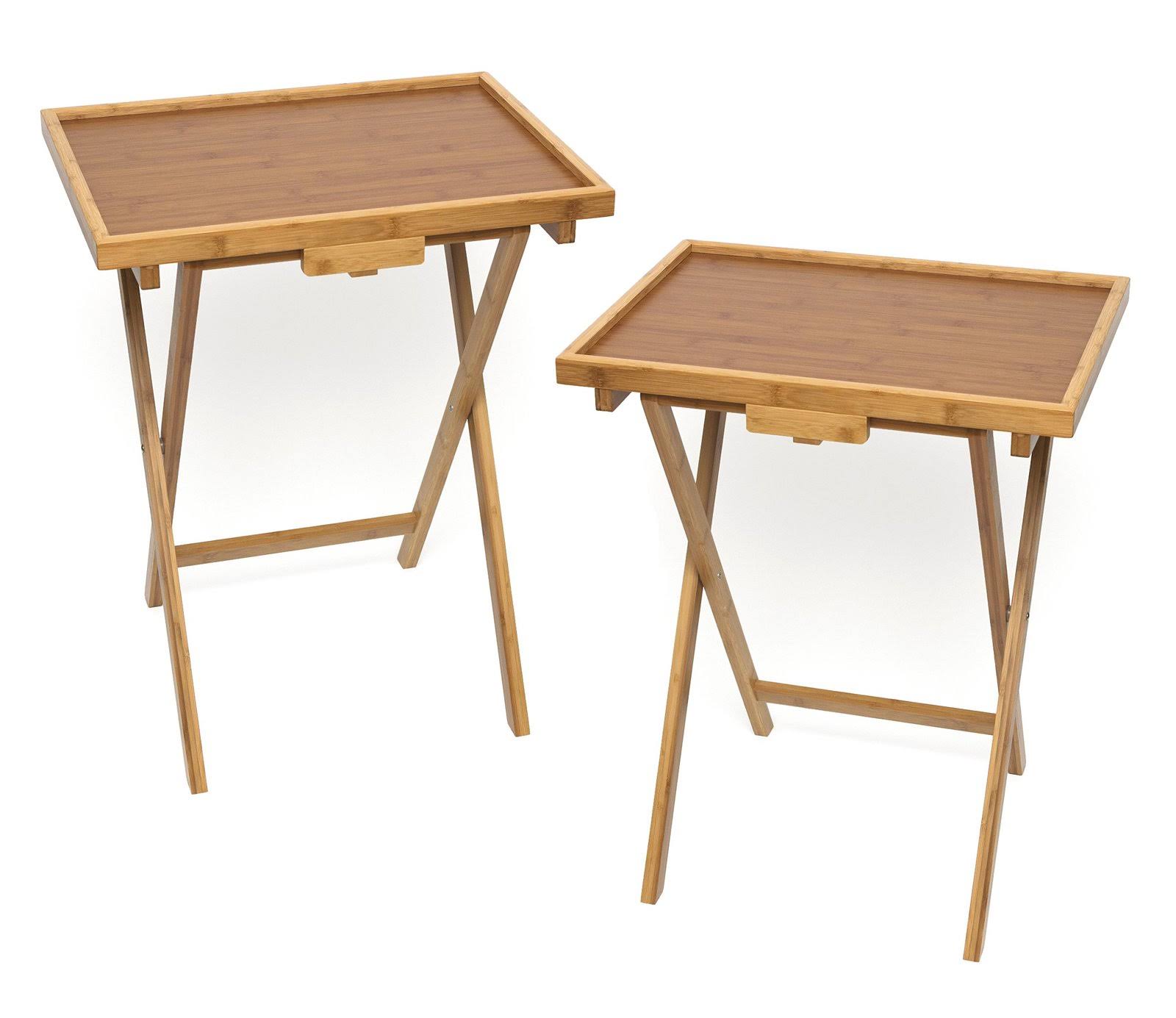 Lipper International Bamboo Lipped Snack Table Set of Two Bamboo