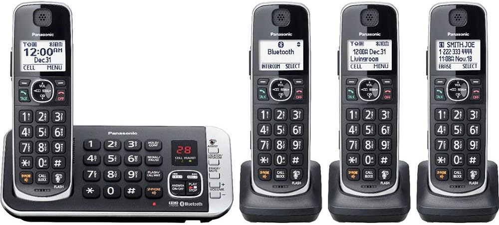 Panasonic KX-TGE674B Expandable Cordless Phone System with Digital Answering System - Black (Renewed)
