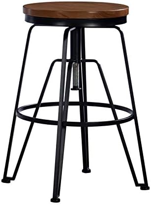 Linon Lexi Metal and Wood Adjustable Stool in Black