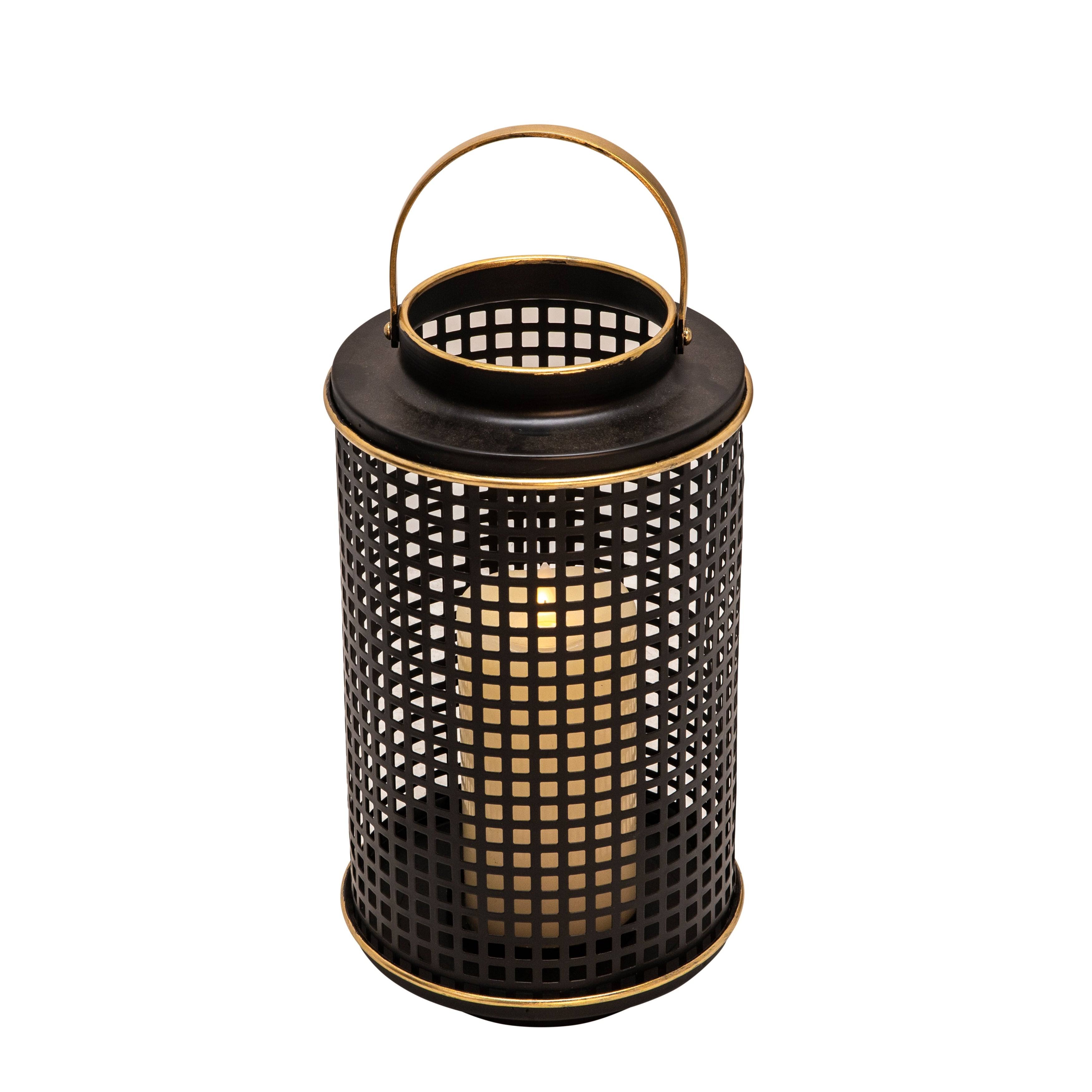 Sagebrook Home 14747-03 Metal 12x22 Grid Candle Holder, Black