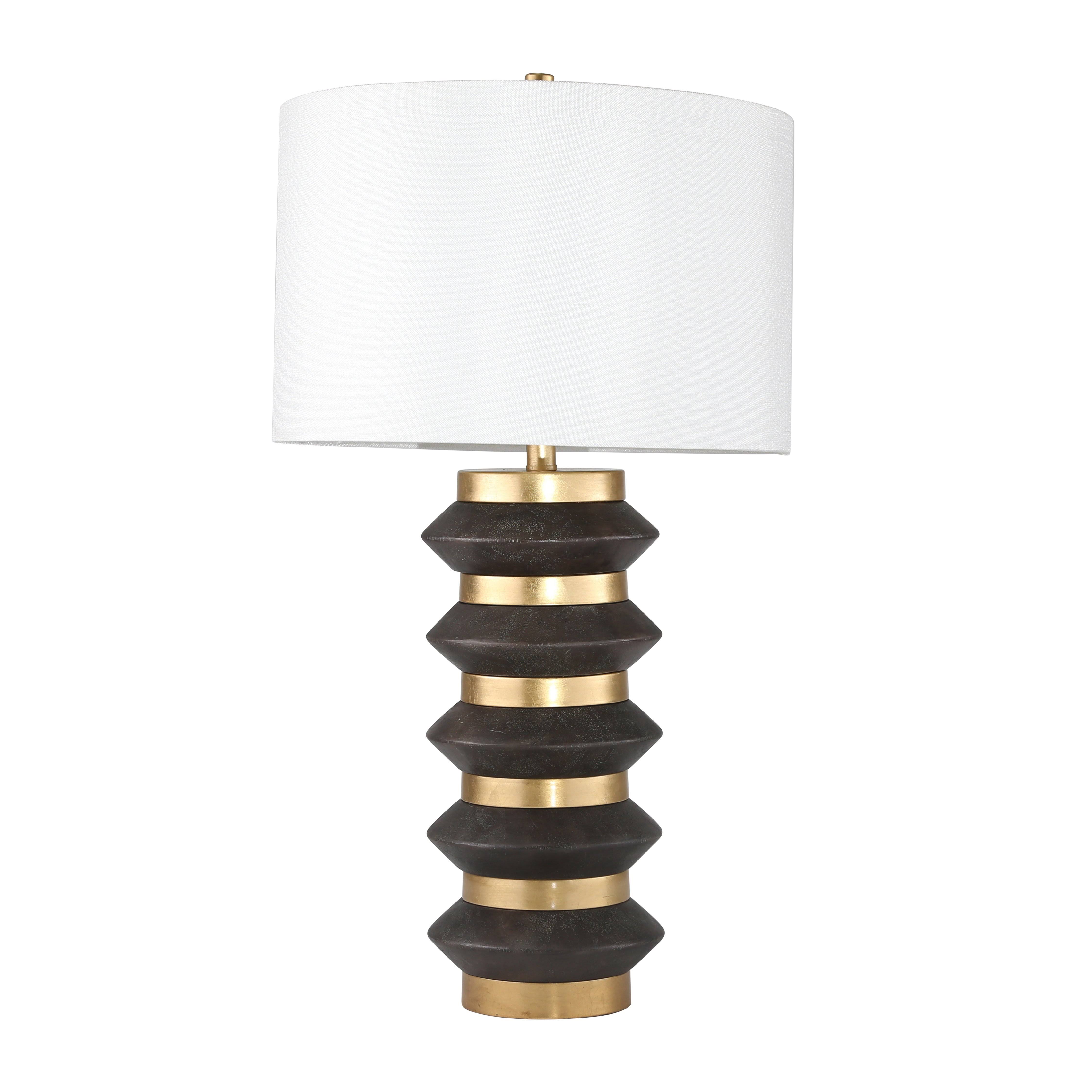 Brass 31x22 Stacked Table Lamp with USB, Gold/Black - Sagebrook Home 50005
