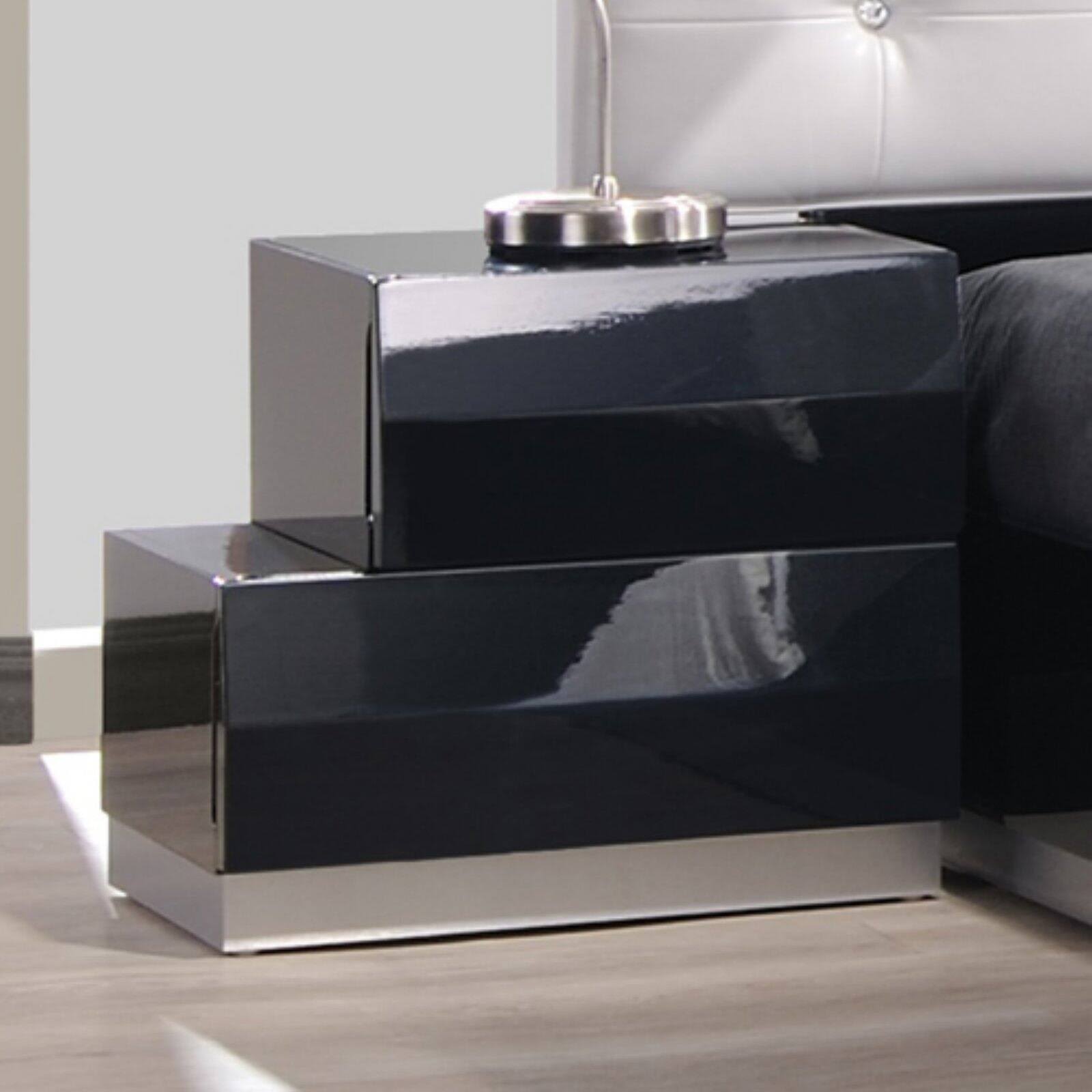Ju0026M Furniture Milan 2 Drawer Left Nightstand Black