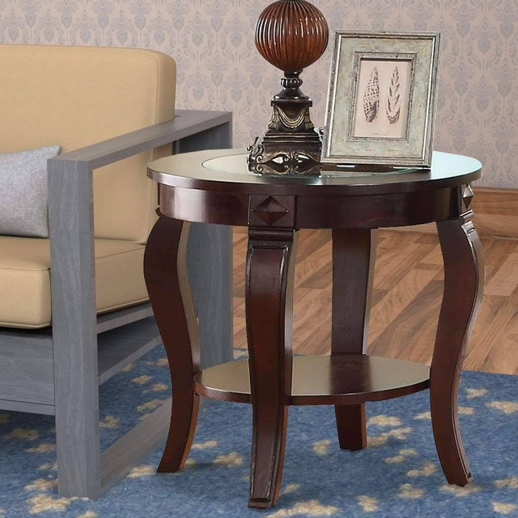 Acme Riley End Table Walnut u0026 Glass