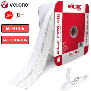 Velcro Sticky Back Hook and Loop White Tape Roll 50 ft x 3/4 in Velcro to Home u0026 Office