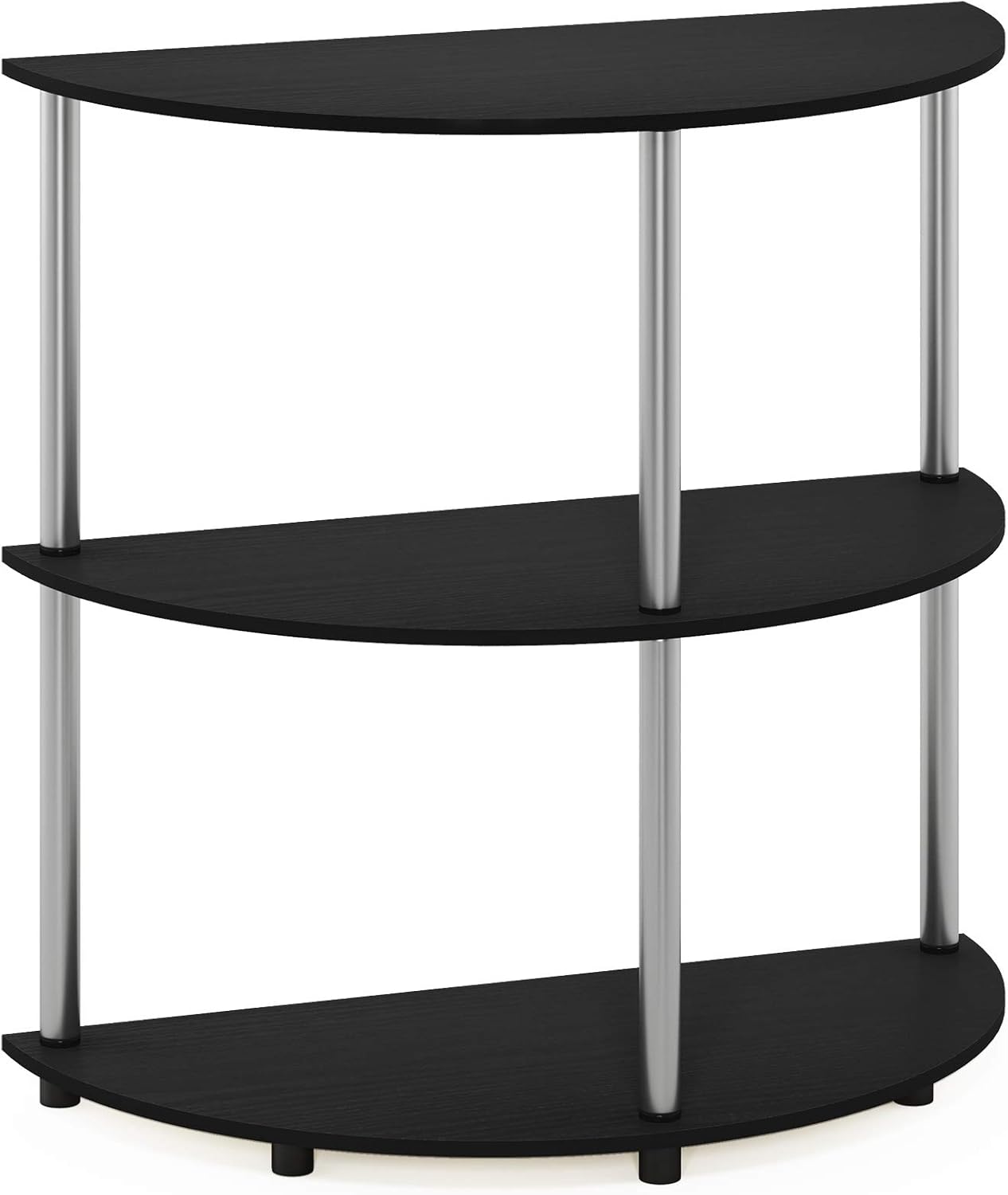 FURINNO Frans Turn-N Half Round Console Table with Stainless Steel Tubes, White Oak Pack of 2