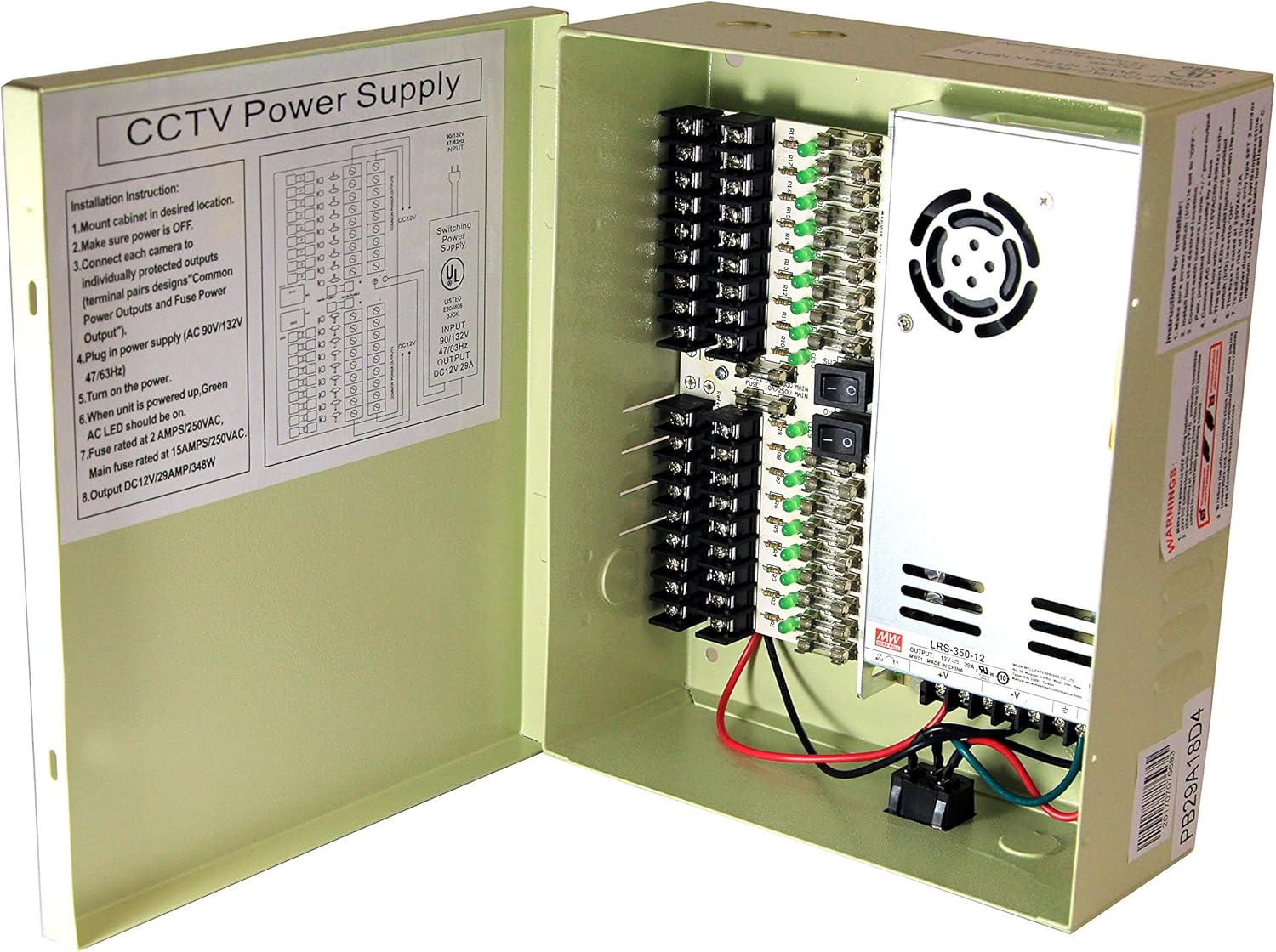 InstallerCCTV 18 Output 29 Amp 12V DC CCTV Distributed Power Supply Box for Security Camera Pack of 2