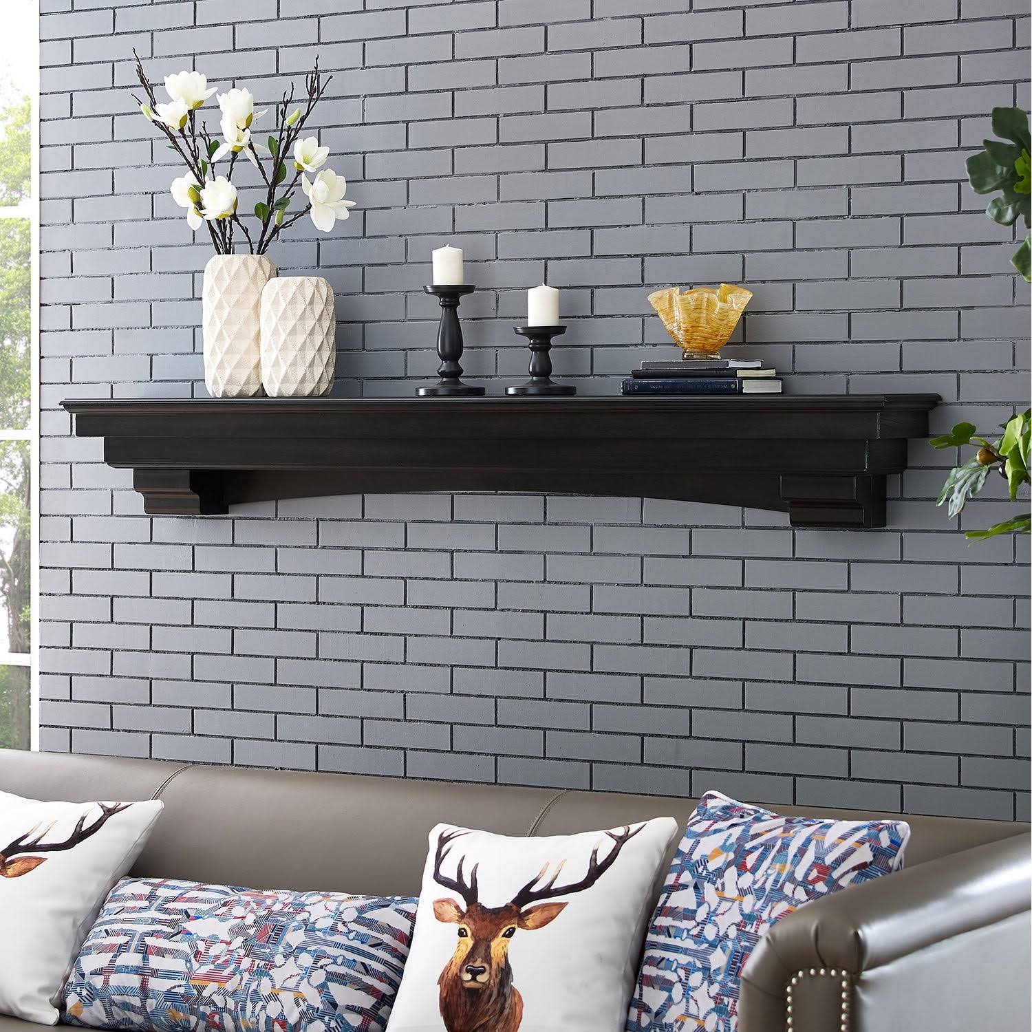 Harper Blvd Bonclary Fireplace Mantel Shelf, Black