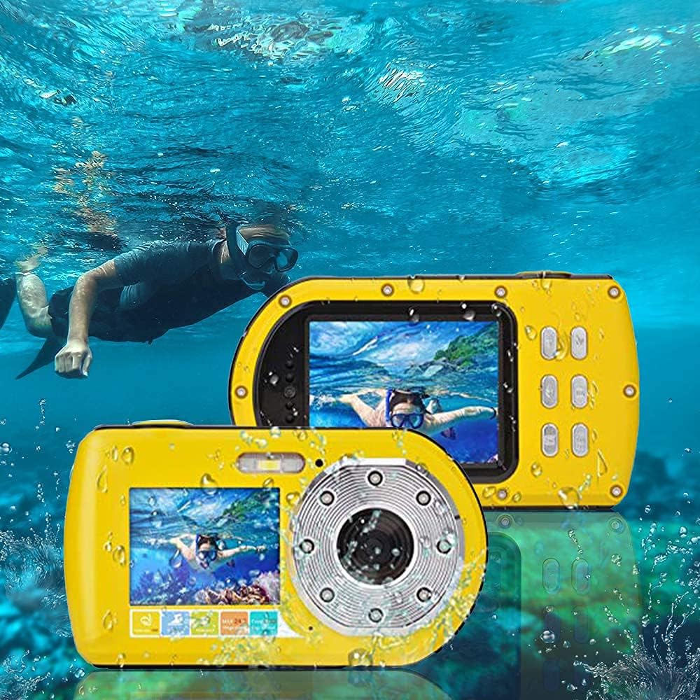 Underwater Camera 1080P FHD 20MP 10m Dual Screen Waterproof Digital Camera for Snorkeling Anti Shake Selfie, 16x Digital Zoom Camera Video Camcorder Recorder Pack of 2