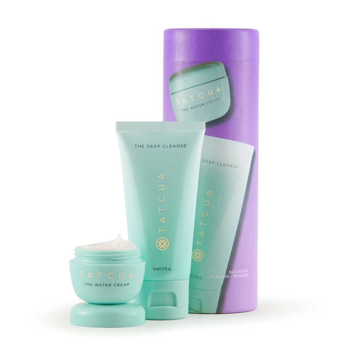 Tatcha Mini Water Cream & Deep Cleanse Set: Balancing, Cleanse + Hydrate Pack of 2