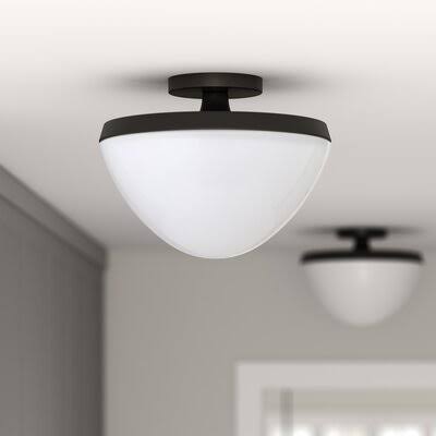 Gurnavage 1-Light 12.625x22 Semi Flush Mount Latitude Run Fixture Finish: Matte Black