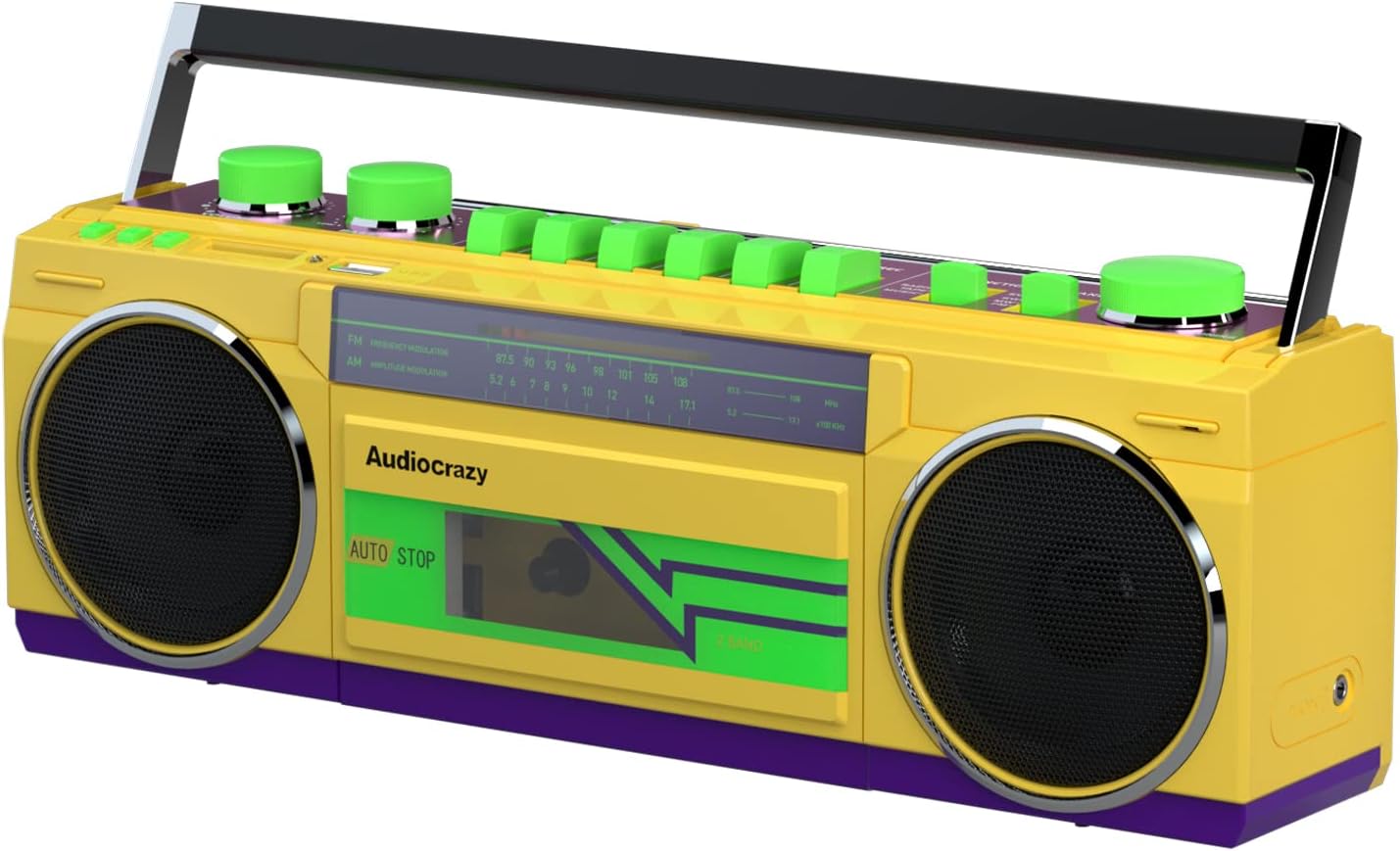 Cassette Boombox Tape Player Recorder AM FM Radio Dual Stereo Speaker AC/ Battery Operated & AUX /USB/ SD Port