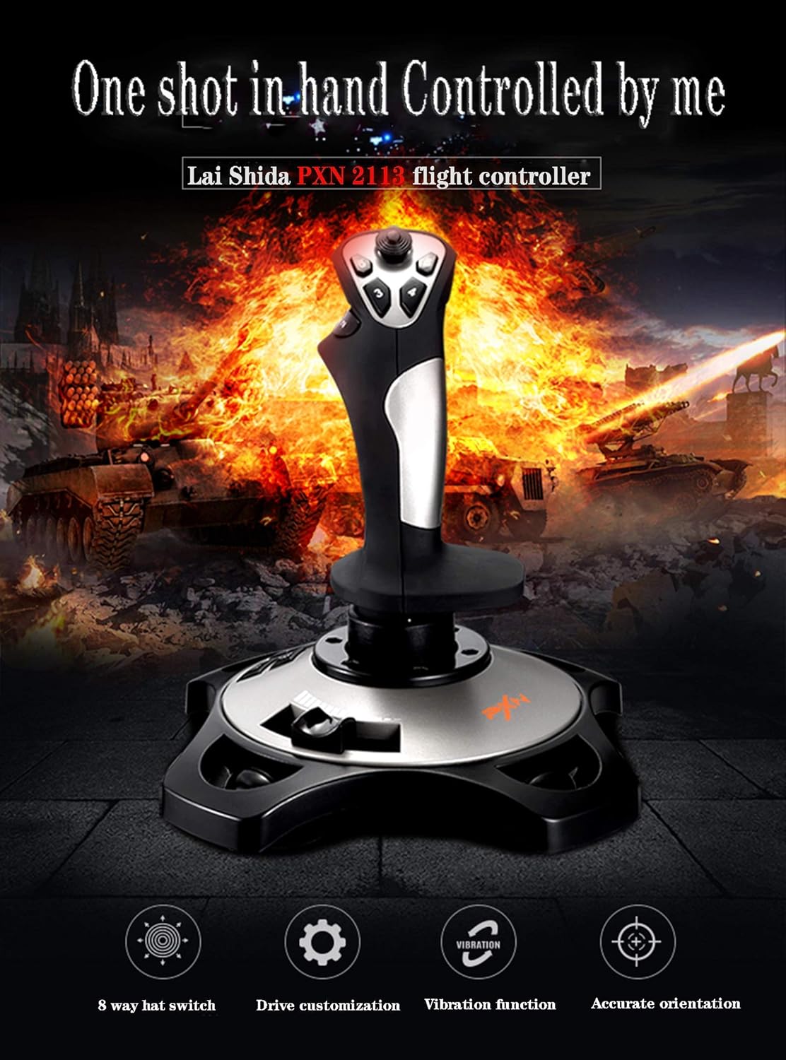 PXN-2113 USB Flight Stick PC Joystick Controller Simulator Gamepad Wired Gaming Control for Flight Stick Simulation Games, Advanced Throttle 4 Axis 8 Way HAT Switch, for Windows XP/VISTA/7/8 Pack of 2