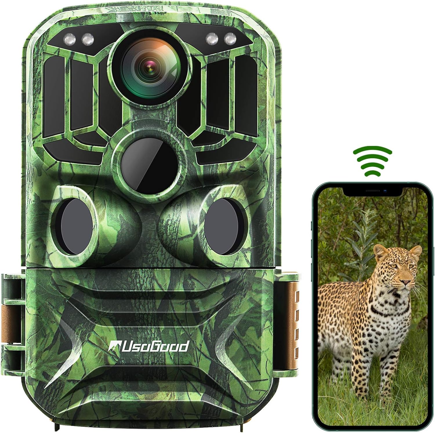 Trail Camera Sends Picture to Cell Phone, usogood WiFi 24MP 1296P Hunting Game Cameras with Night Vision Motion Activated IP66 Waterproof Cam for Outdoor Wildlife Monitoring Home Security