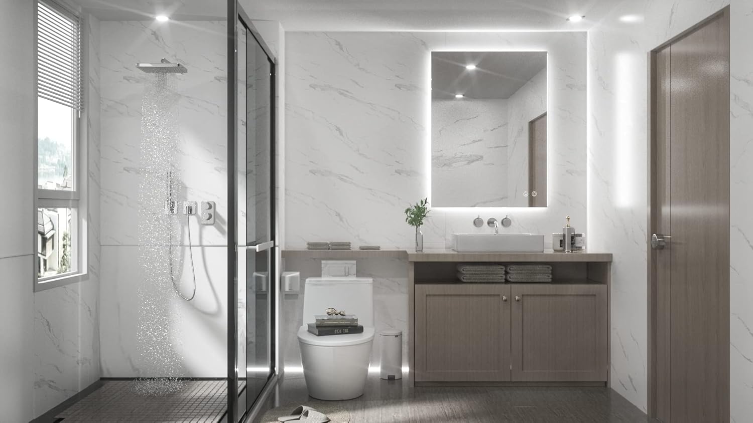 TETOTE 24 x 36 Inch LED Mirror Backlit Bathroom,Anti-Fog Mirror with Light,Dimmable,CRI90+,IP54 Water Proof,Wall Mounted Vanity Lighted Mirror,Horizontal/Vertical