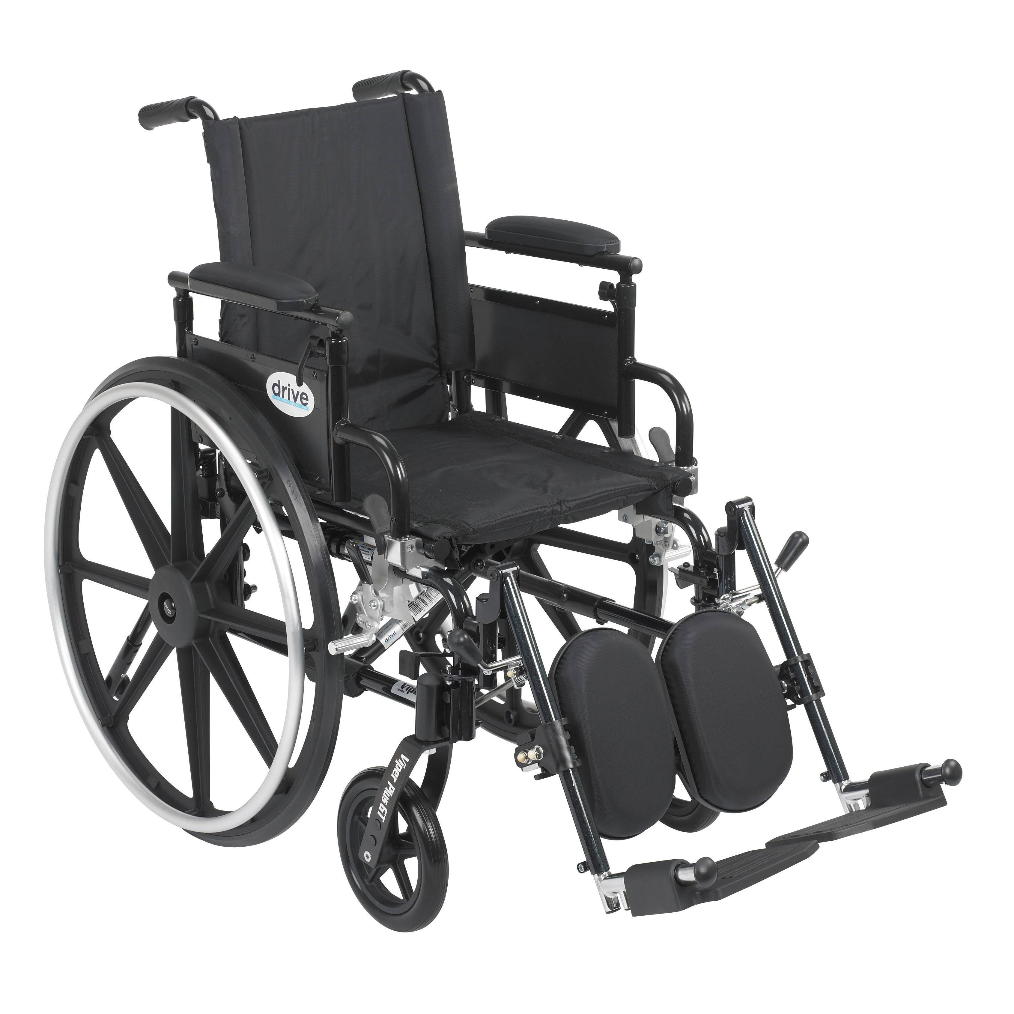 Drive Medical Viper Plus GT Wheelchair with Flip Back Removable Adjustable Desk Arms, Elevating Leg Rests, 20 Seat