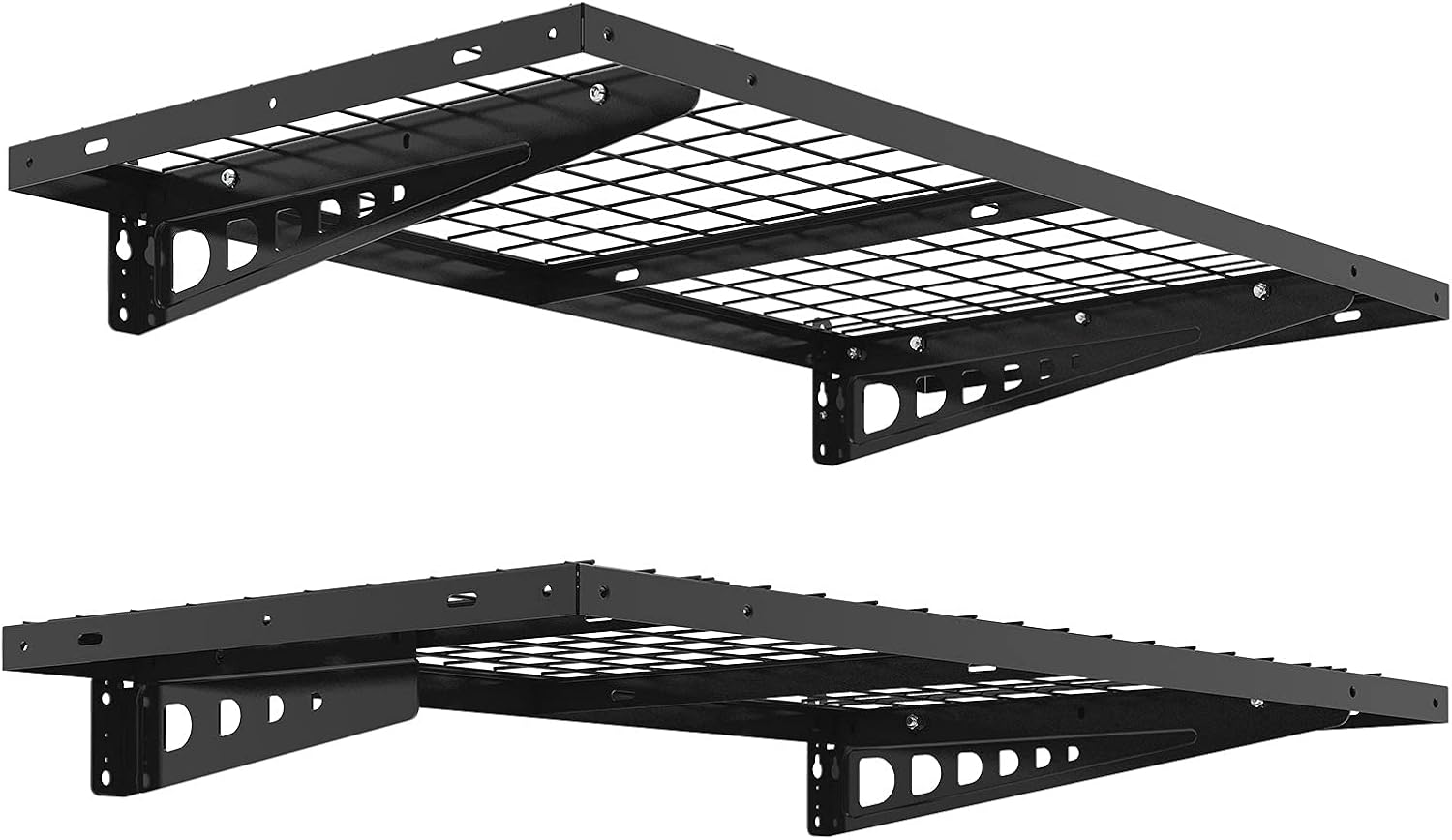 FLEXIMOUNTS 2-Pack 2x4ft Bike Storage Rack Garage Wall Shelves, 24-inch-by-48-inch, Black