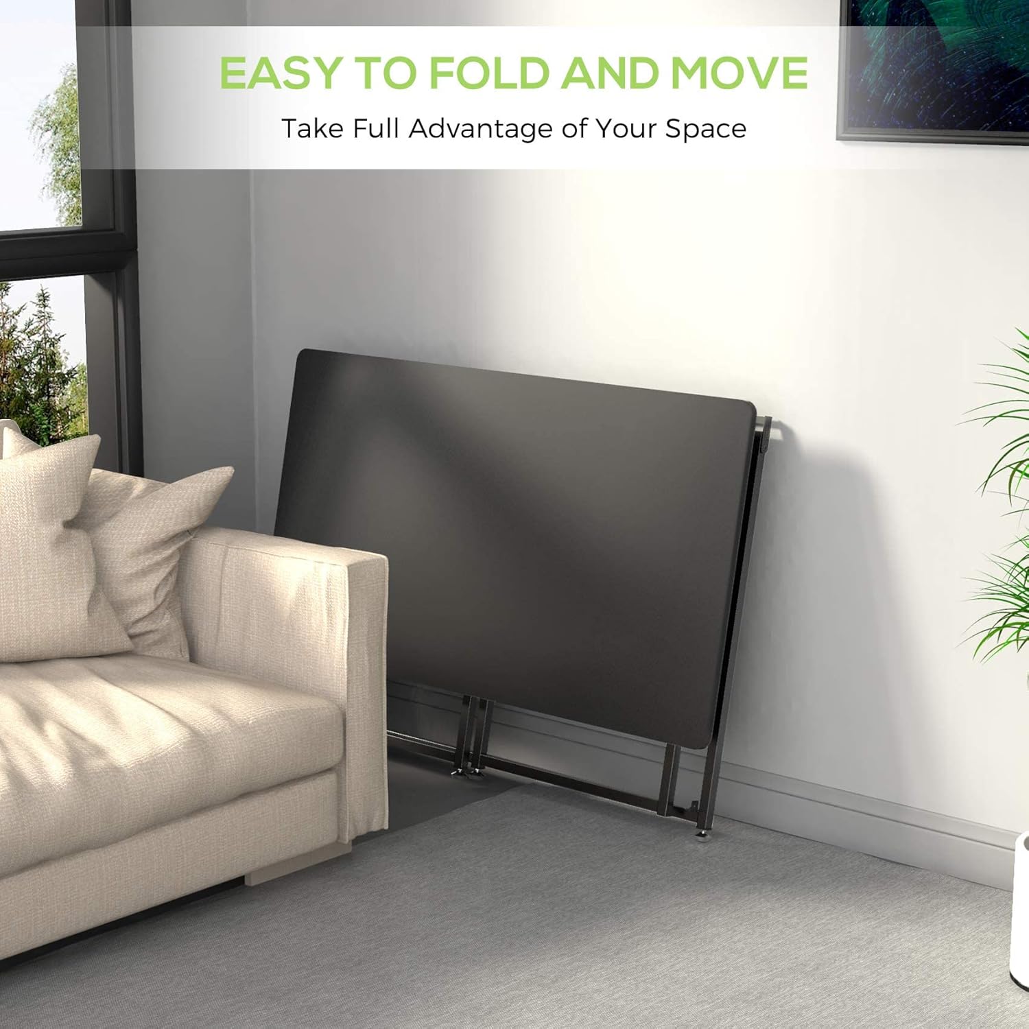 Eureka 43-Inch Computer Desk, Home Office Modern Folding Desk,Writing Study Table Desk,Modern Simple Style PC Table Workstation for Home Office,Black