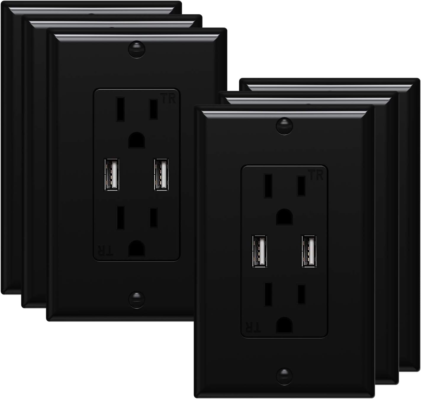 FRYIC&nbsp;USB&nbsp;Wall&nbsp;Outlet&nbsp;White&nbsp;3.6A&nbsp;Dual&nbsp;High&nbsp;Speed&nbsp;USB&nbsp;Charger&nbsp;Electrical&nbsp;Outlet&nbsp;15A/125V&nbsp;Receptacle&nbsp;6&nbsp;Pack&nbsp;Wall&nbsp;Plate&nbsp;Include (6, White)