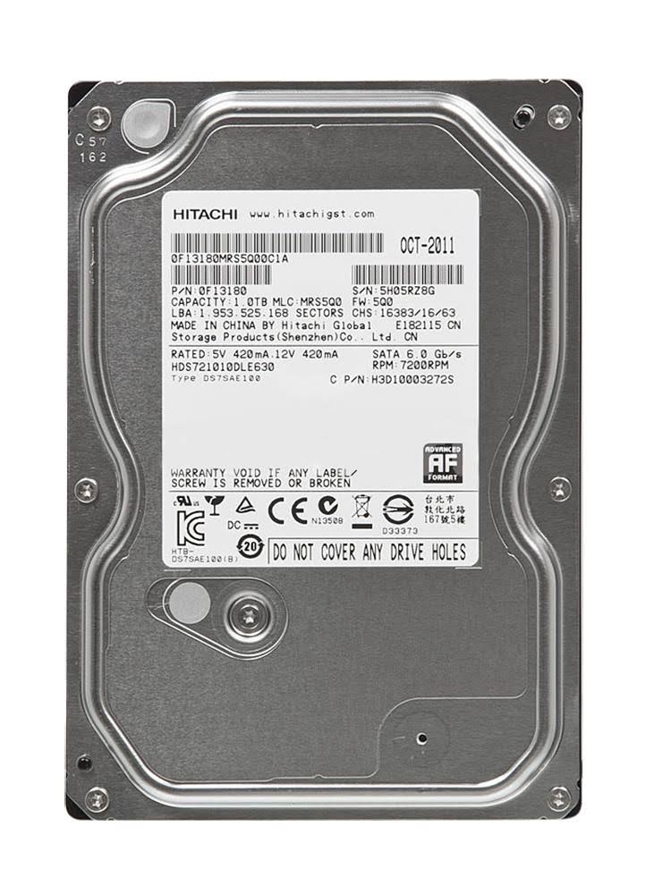 Hitachi HDS721010DLE630 1TB 7.2k SATA 6Gg/s 3.5in Hard Drive