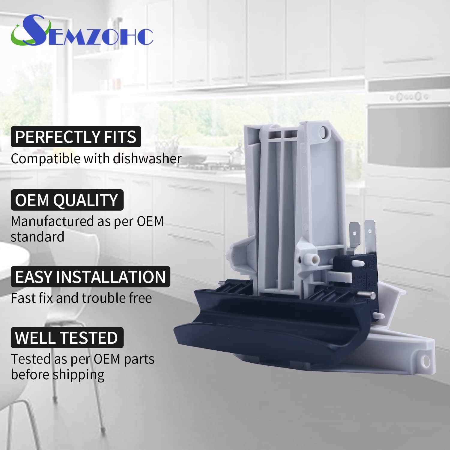 Semzohc WPW10130695 Dishwasher Door Latch and Handle Assembly for Crosley, Maytag, Whirlpool - Replaces AP6015450, W10130695, W10130696 etc. Pack of 2