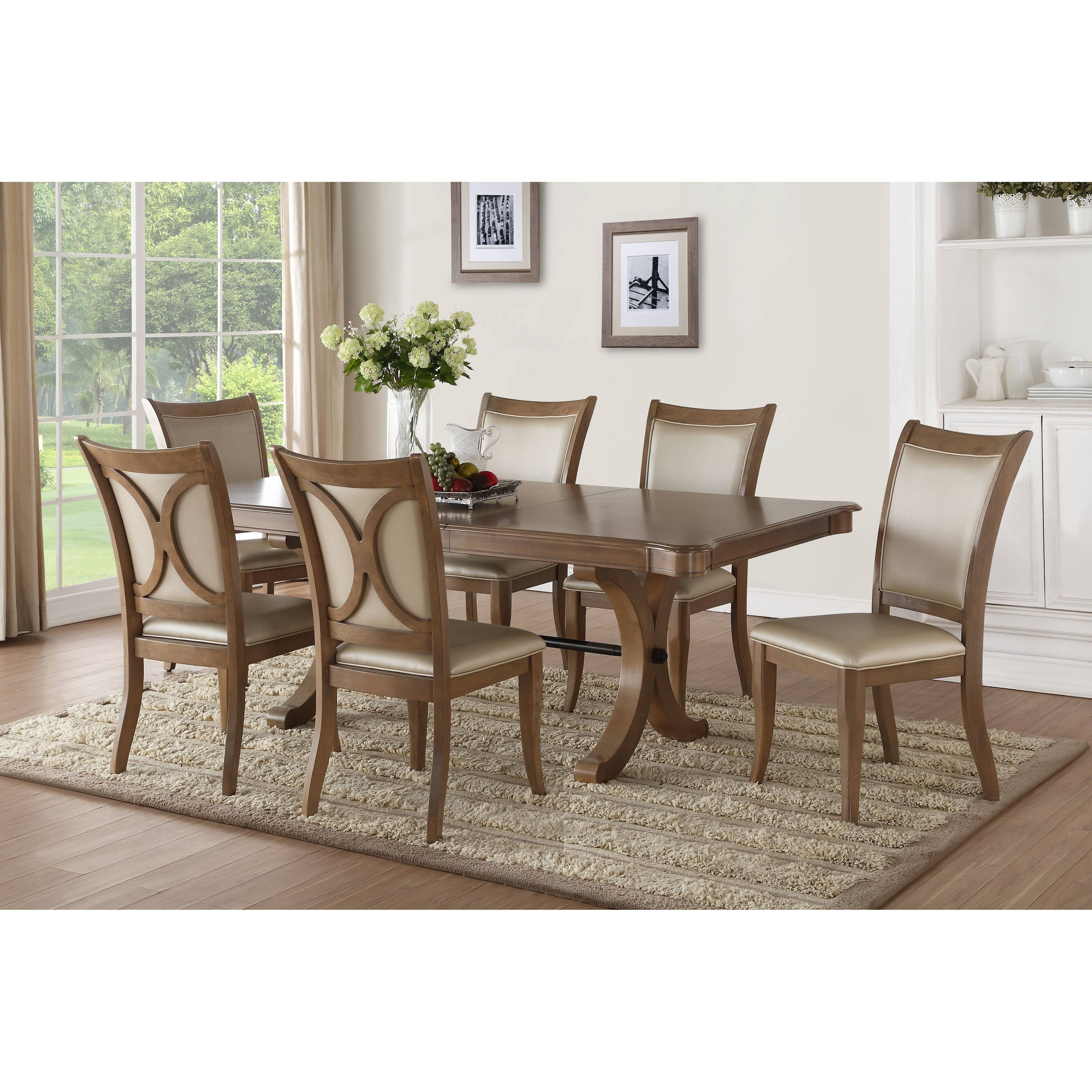 Acme Furniture Harald Beige PU u0026 Gray Oak Side Chair - Set of 2