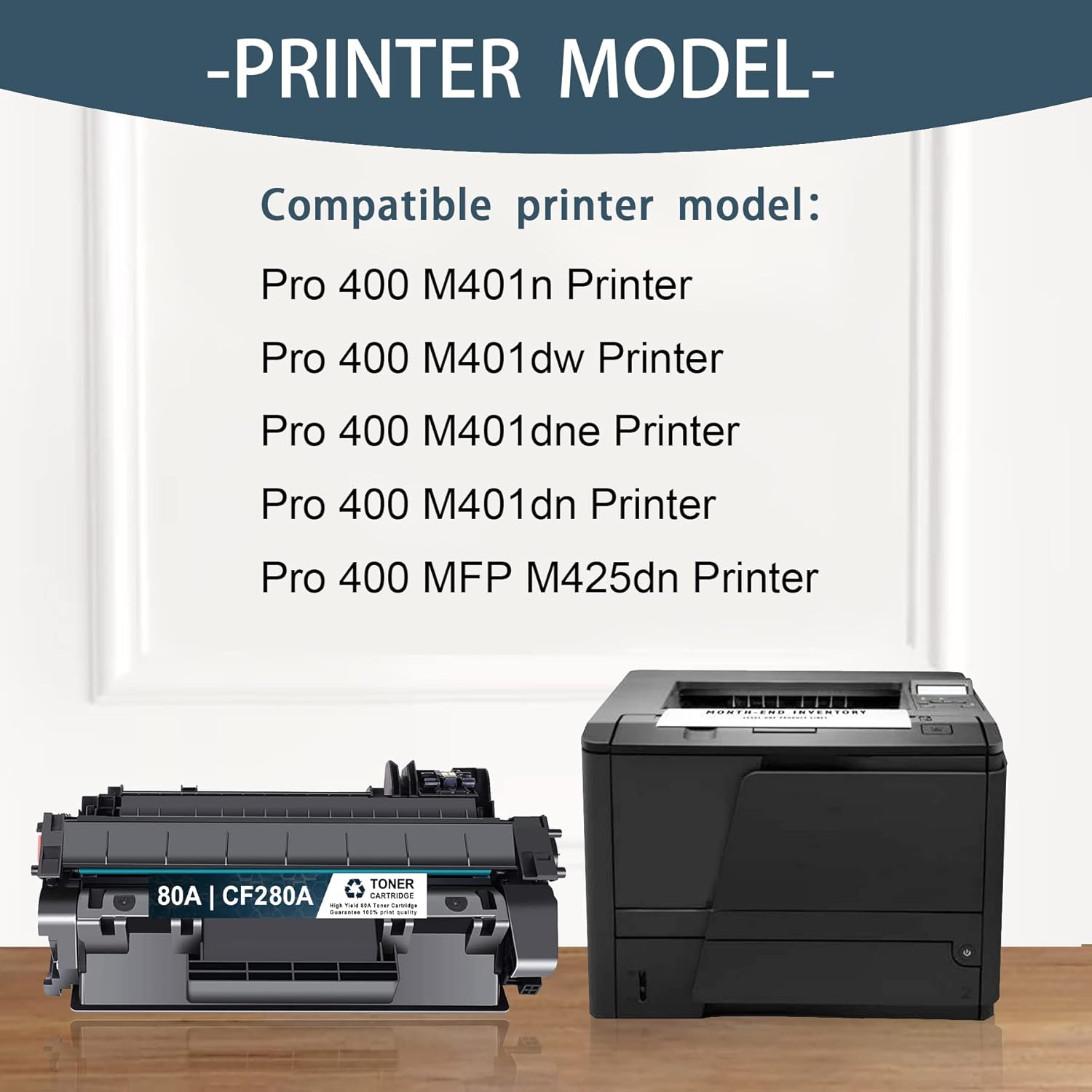 POTONER Compatible Toner Cartridge Replacement for HP 80A CF280A Pro 400 M401n M401dw M401dne M401dn MFP M425dn (Black, 2-Pack)