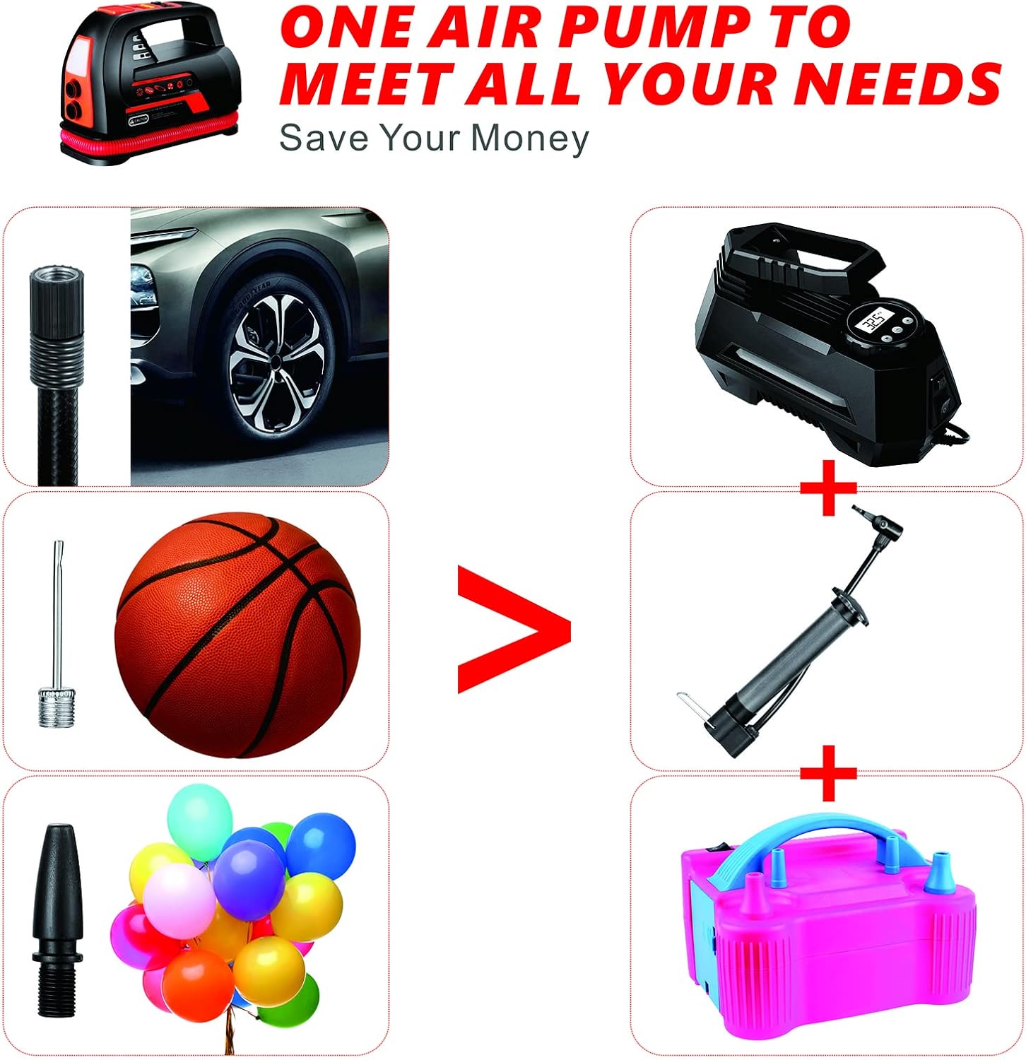 Paddle Board Pump, Ants&Elephants sup Electric Pump, Powerful Inflation and deflation Function with Automatic Stop, Two Modes, 0-100psi, for Paddleboard, Kayak, Ball, tire Pack of 2